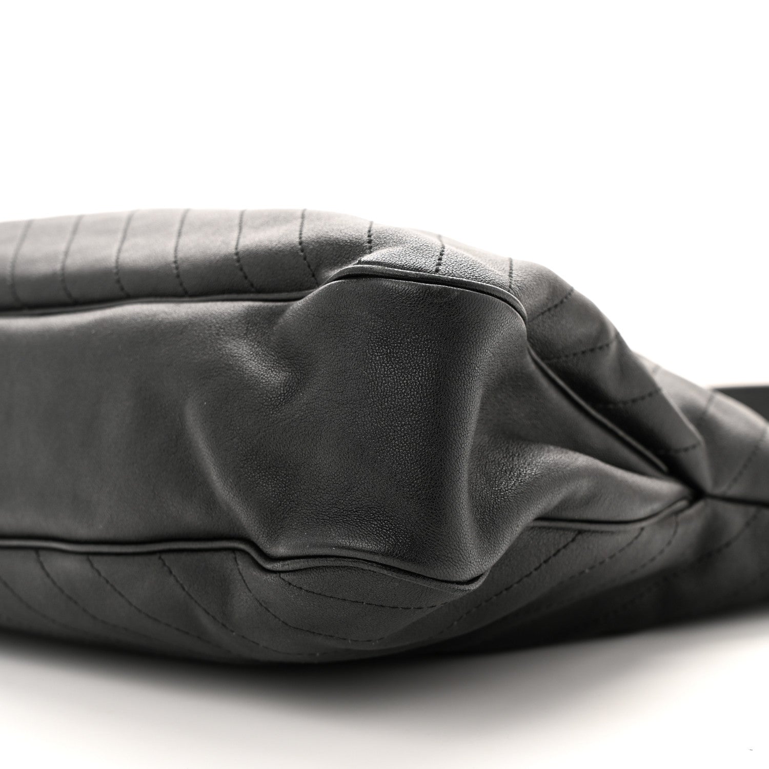 Sakai Be Green Calfskin Diagonal Stitched Medium Blondie Tote  Black