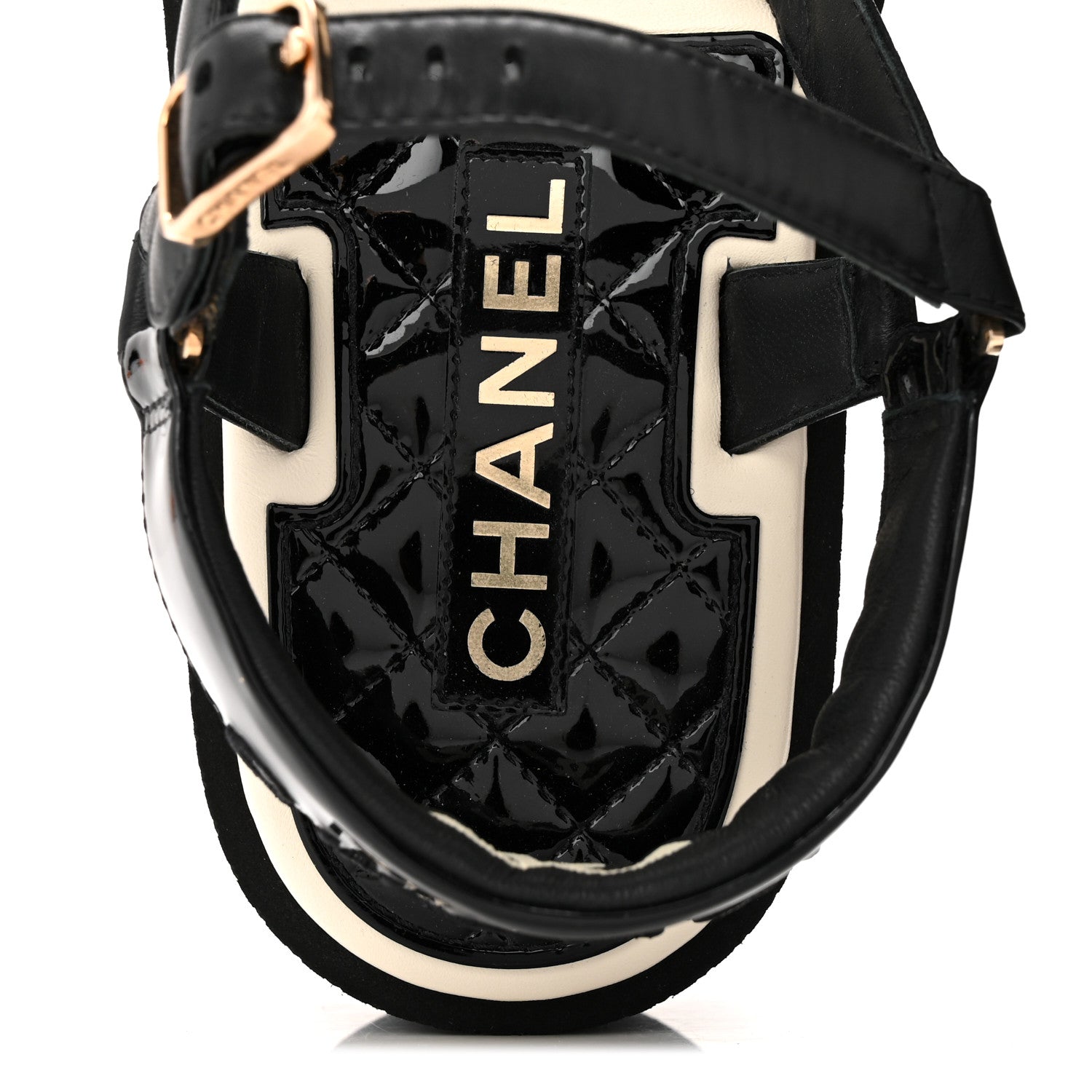 Lambskin Logo Platform Sandals 38 Black White
