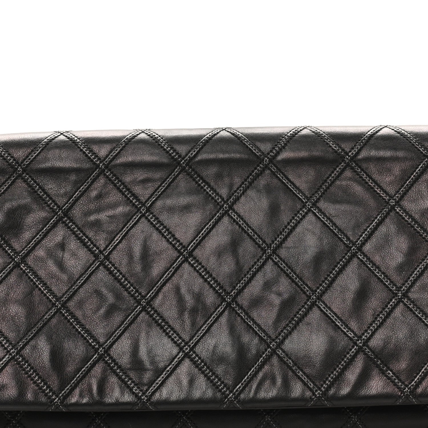 Calfskin Stitched Thin City Clutch Black