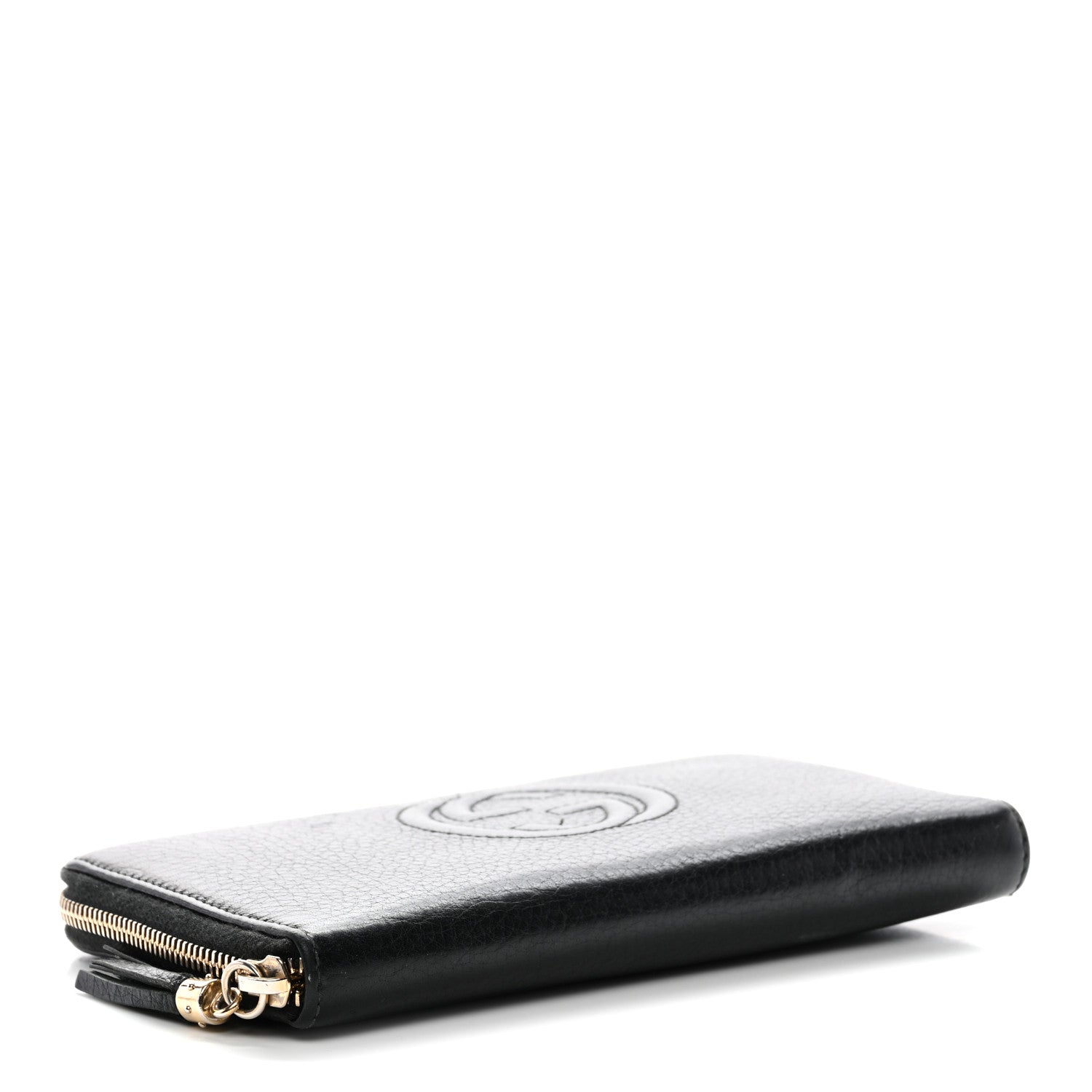 Pebbled Calfskin Soho Zip Around Wallet Black