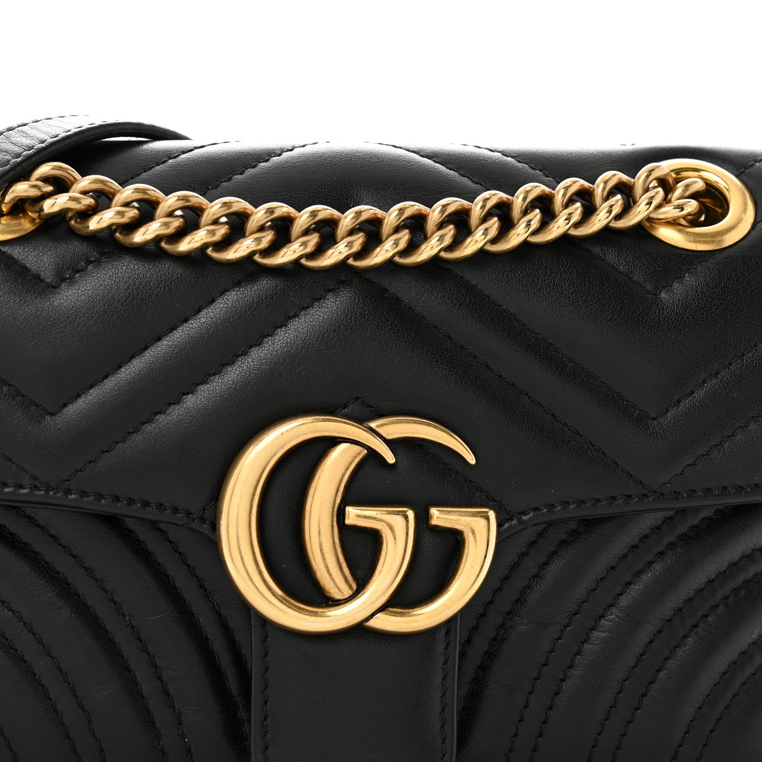 Calfskin Matelasse Mini GG Marmont Shoulder Bag Black