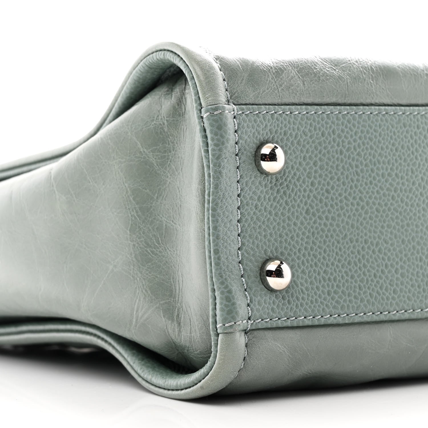 Glazed Calfskin Mini Deauville Tote Green