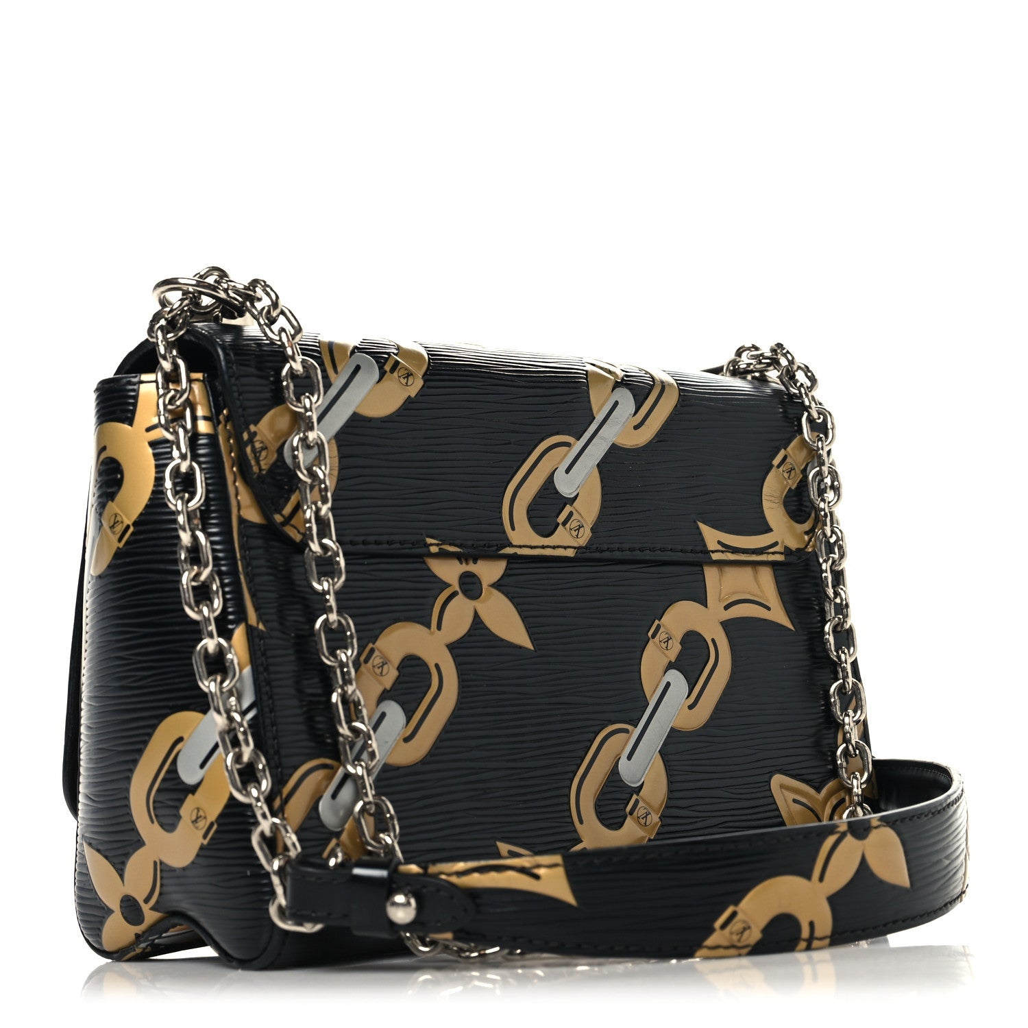 Epi Chain Flower Twist Shoulder Bag MM Black