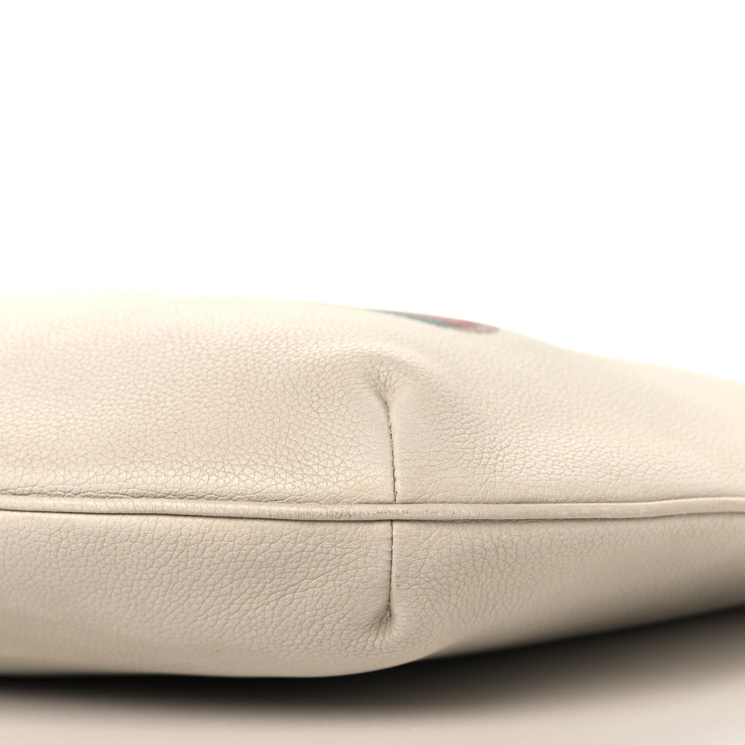 Grained Calfskin Logo Half Moon Hobo White