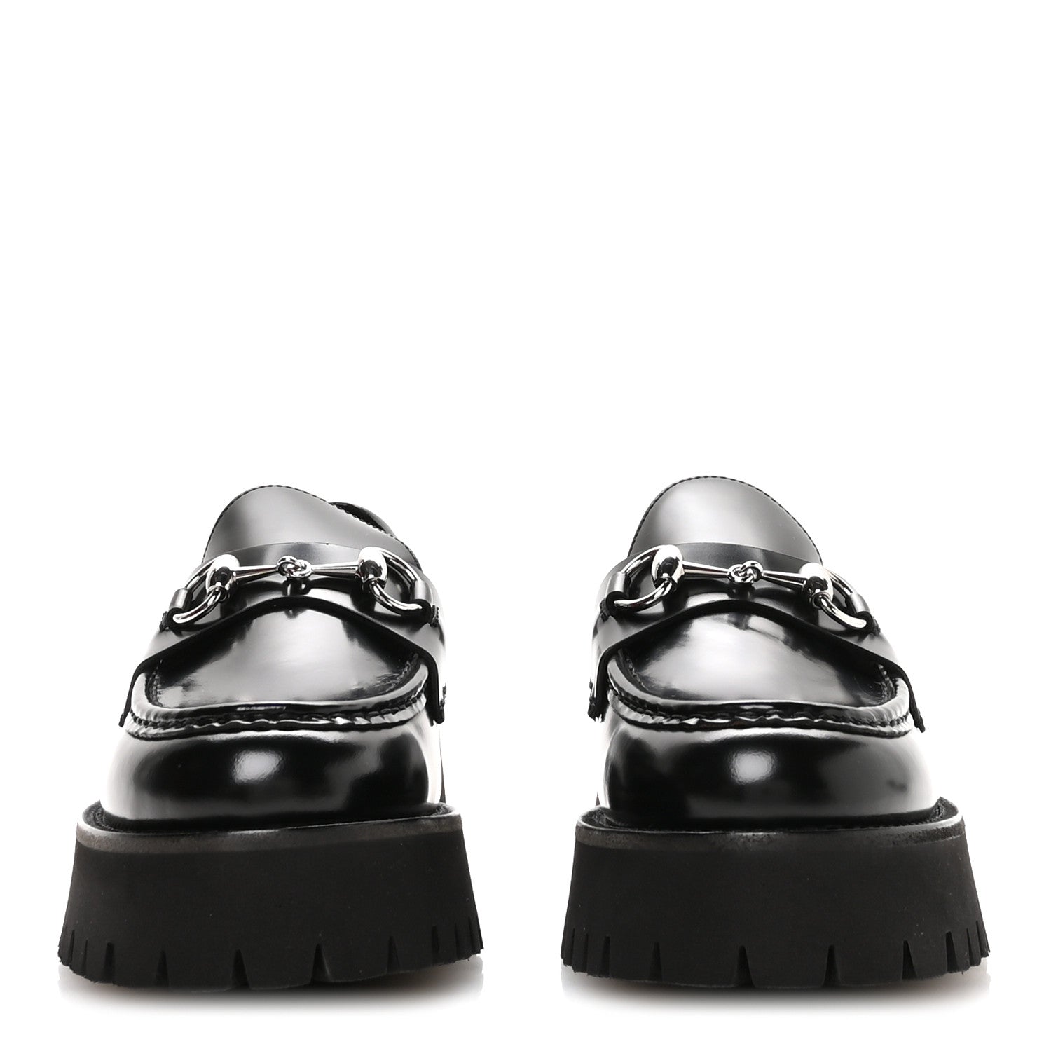 Cordovan Lux Womens Horsebit 45mm Platform Loafers 39.5 Black