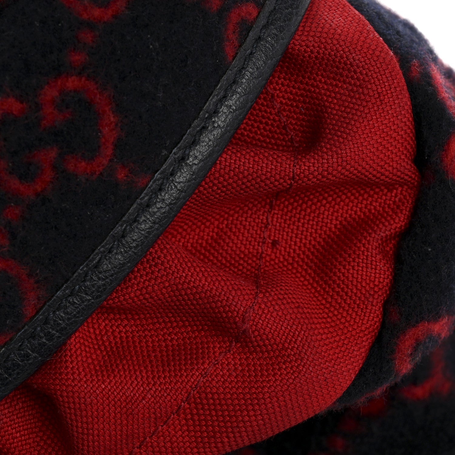 Covered Wool GG Monogram Small Double Buckle Backpack Navy Red