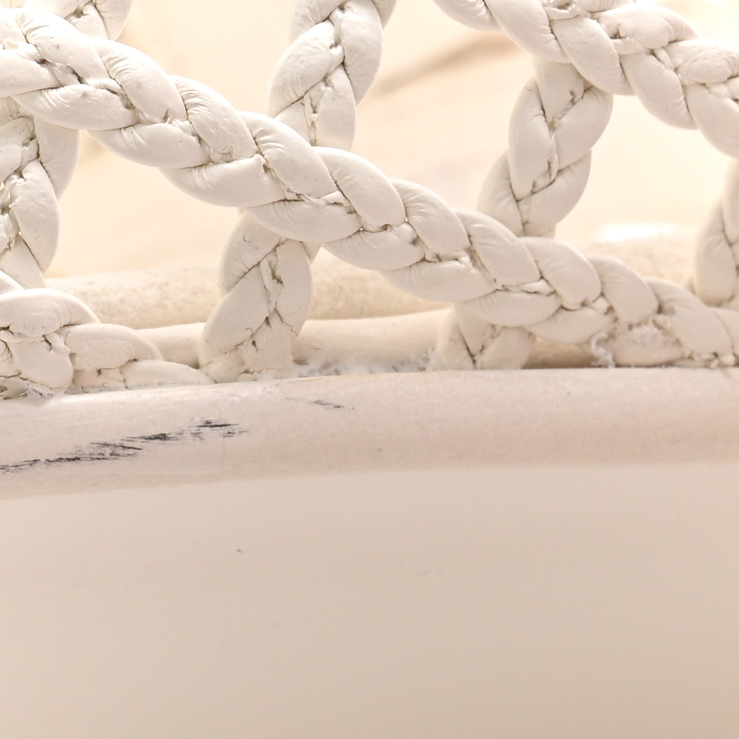 Braided Lambskin Mule Sandals 39 White