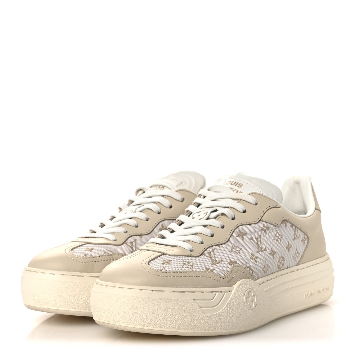 Canvas Calfskin Monogram LV Groovy Platform Sneakers 39 Beige