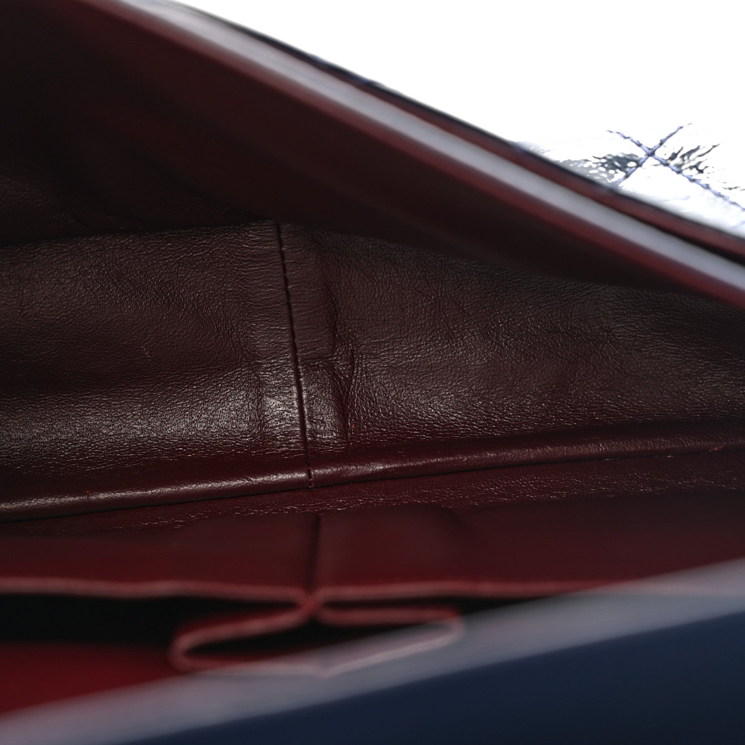 Distressed Patent Quilted 2.55 Reissue 227 Flap Navy