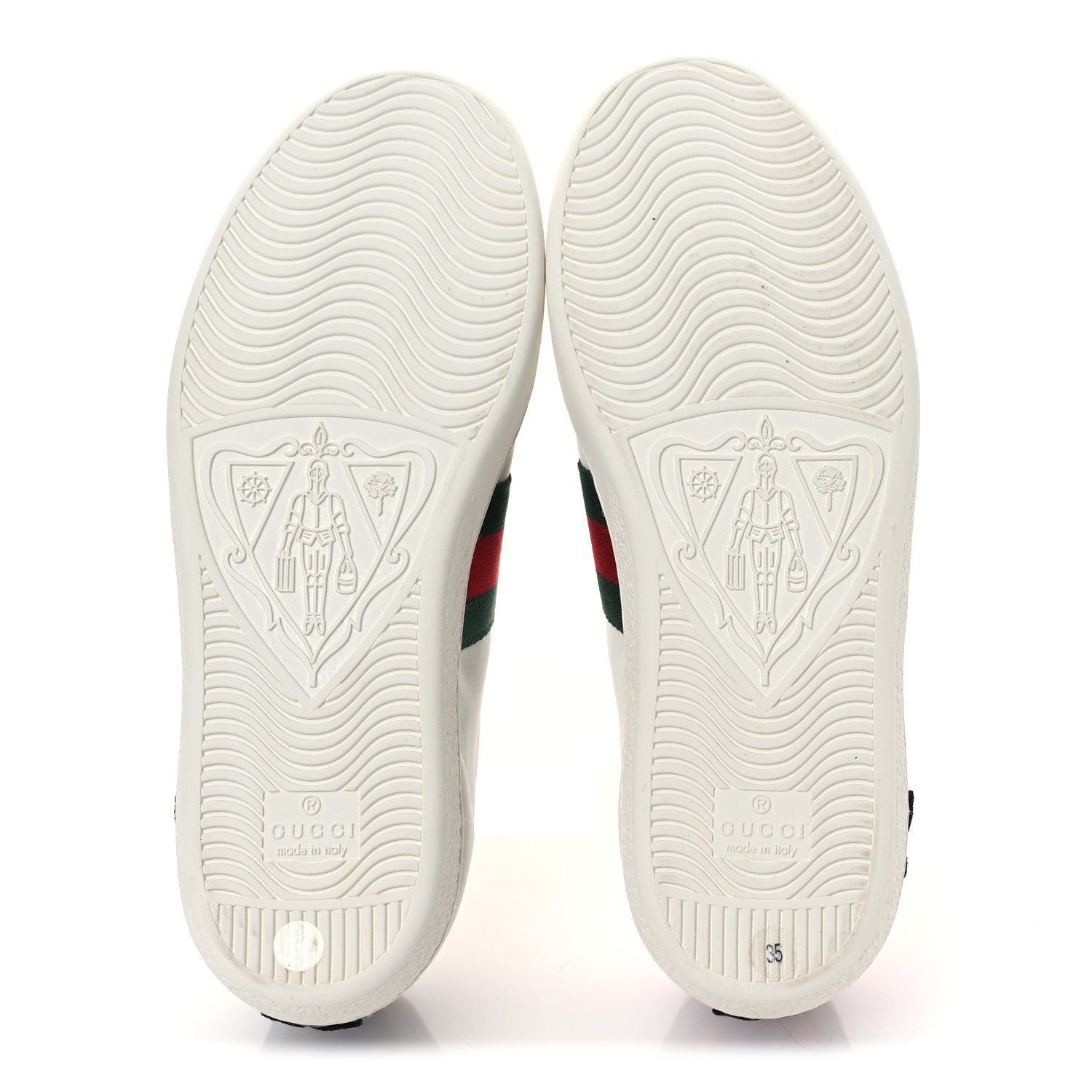 Calfskin Web Floral Embroidered Womens Ace Sneakers 35 White