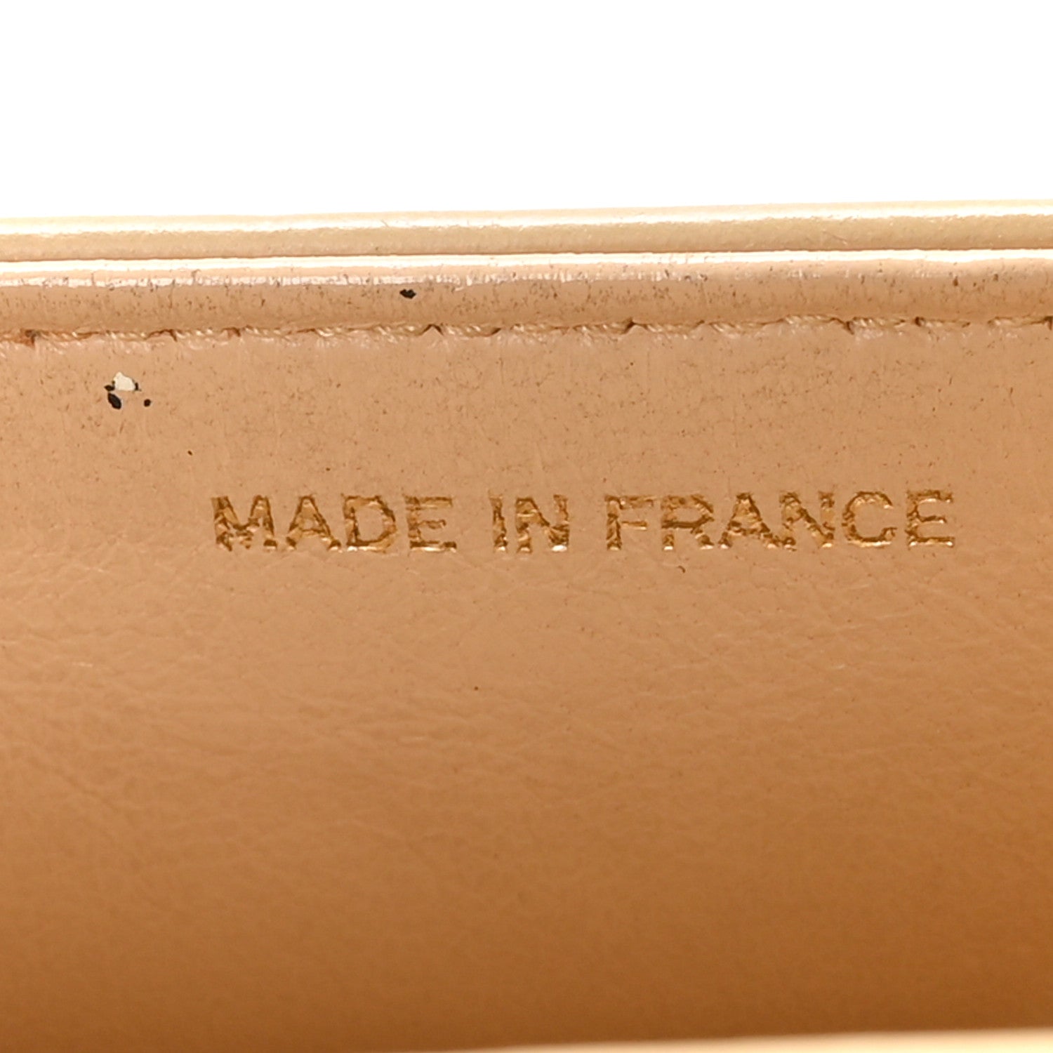 Lambskin Ribbon Stitched Flap Beige
