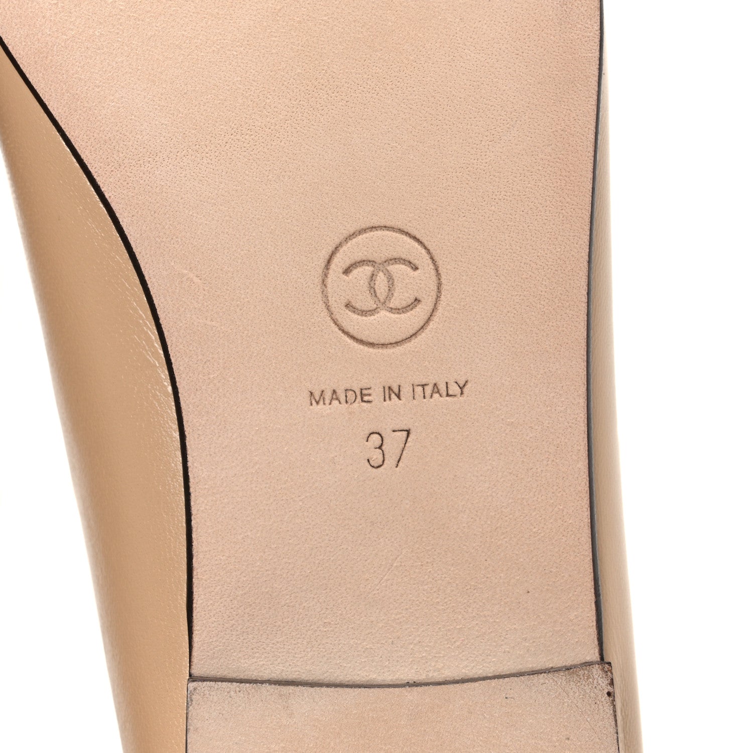 Lambskin Cap Toe CC Ballerina Flats 37 Beige Black