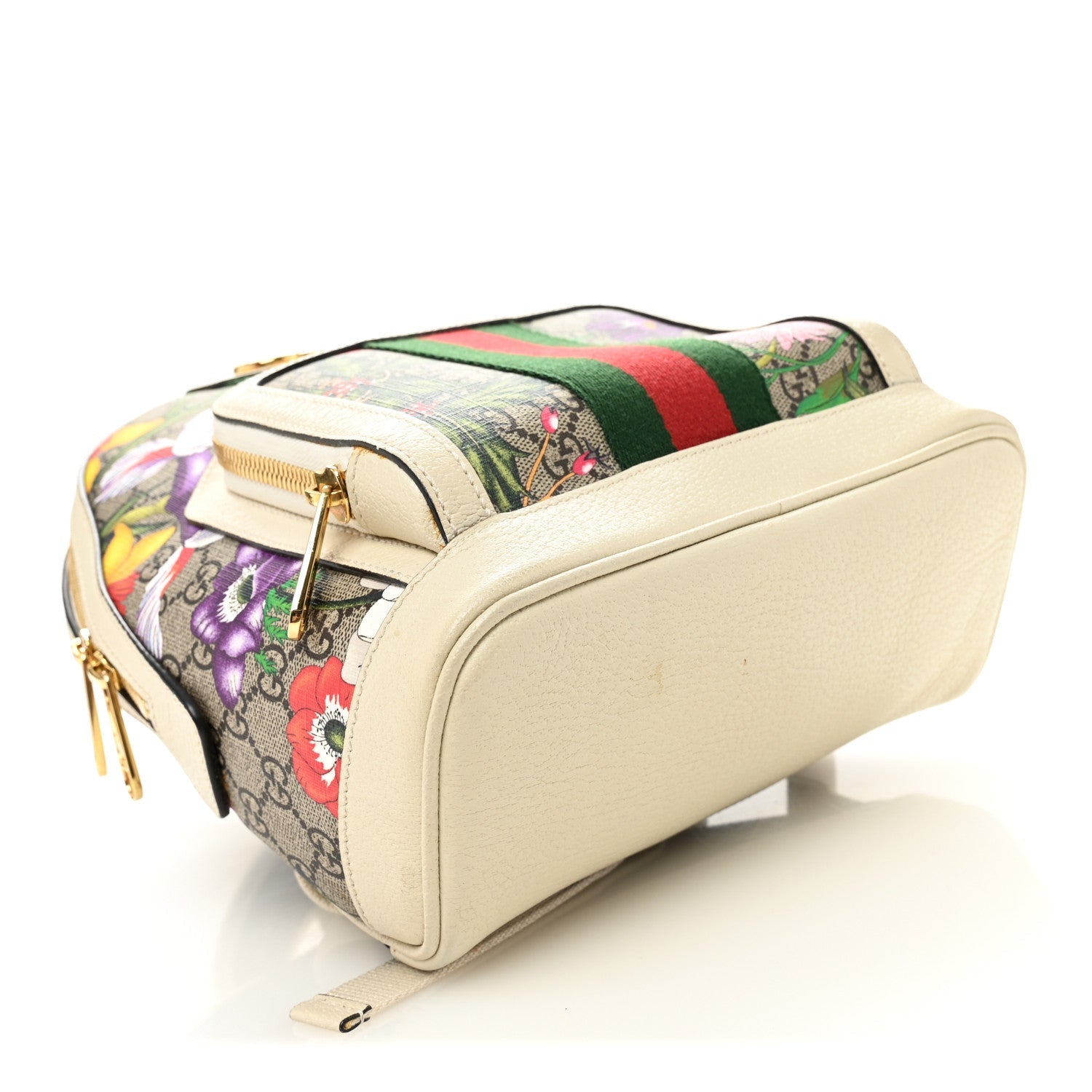 GG Supreme Monogram Flora Web Small Ophidia Day Backpack White