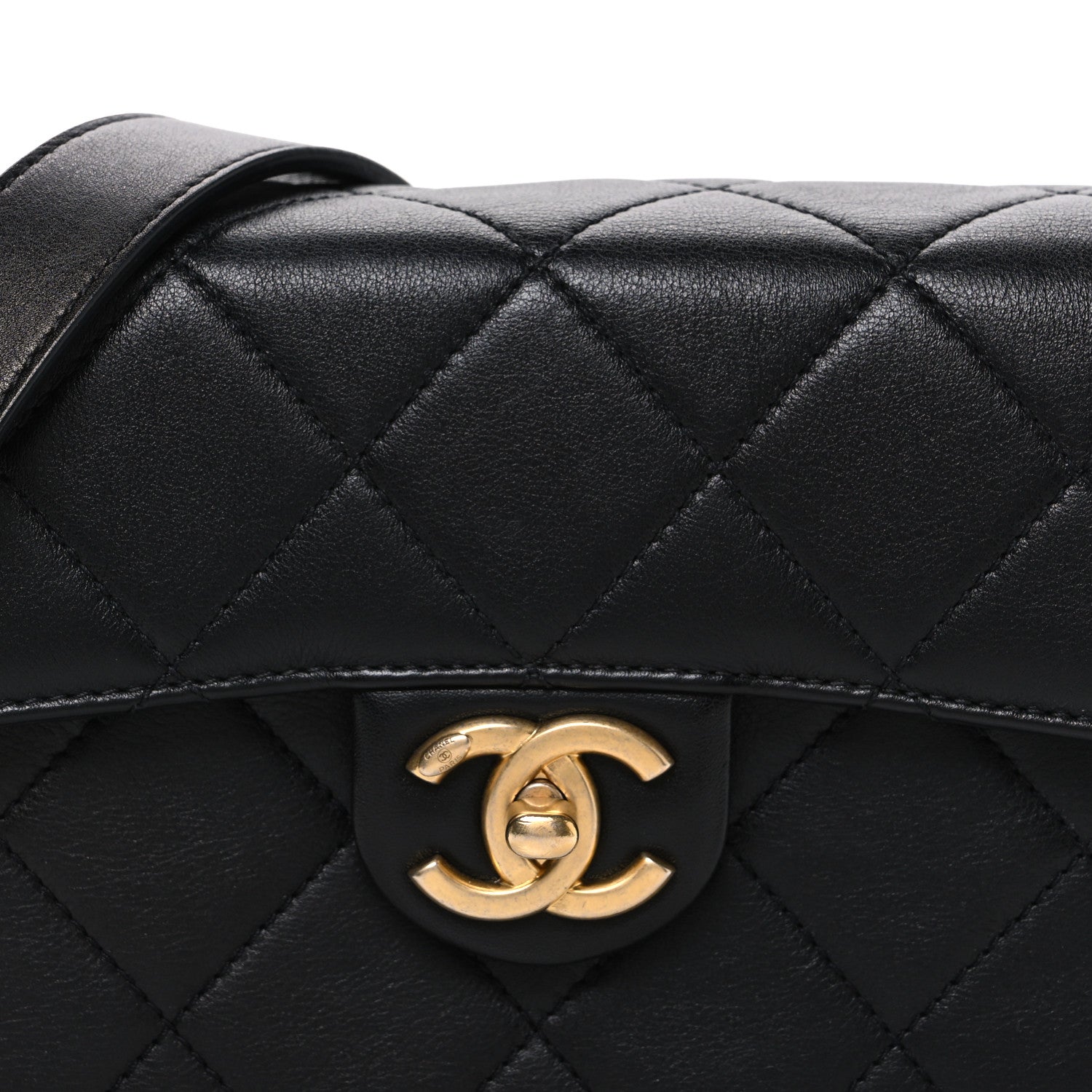Calfskin Quilted Moon Messenger Black