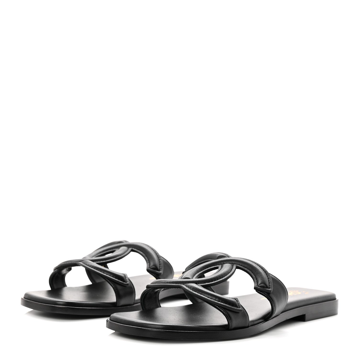Lambskin CC Cut Out Mules Sandals 38 Black