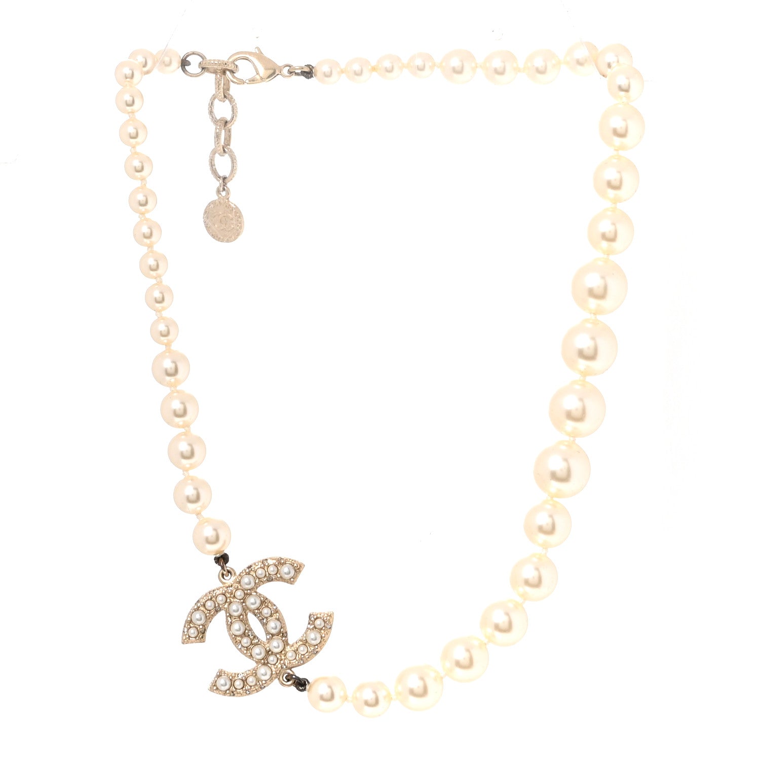 Pearl CC 100th Anniversary Necklace Light Gold