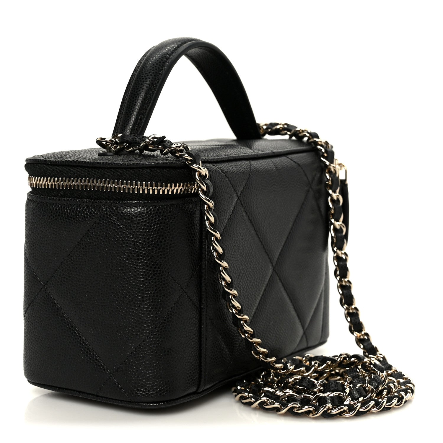 Caviar Quilted Top Handle Long Vanity Black