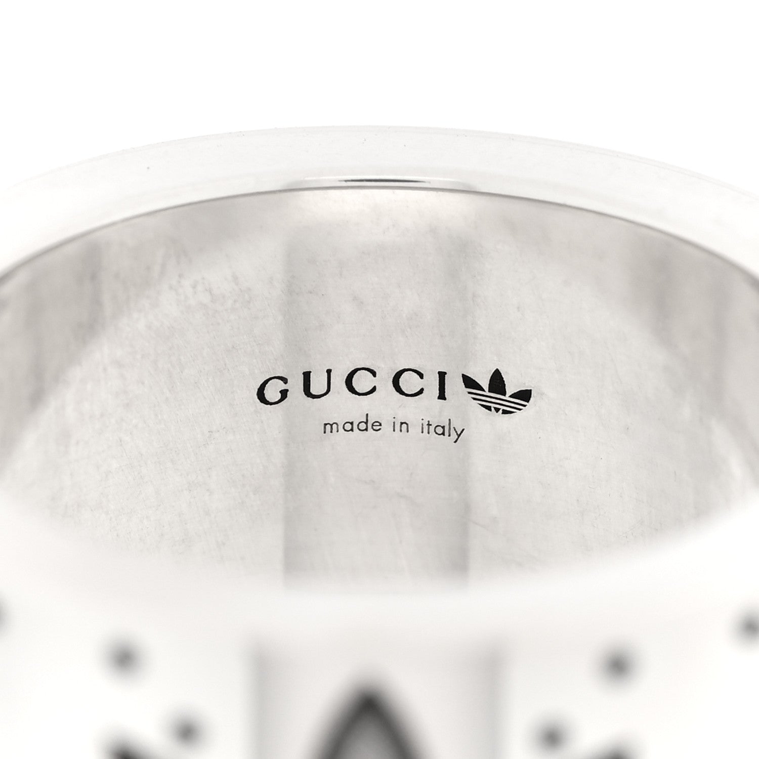 X ADIDAS Sterling Silver Wide Trefoil GG Monogram Band Ring 49 4.75