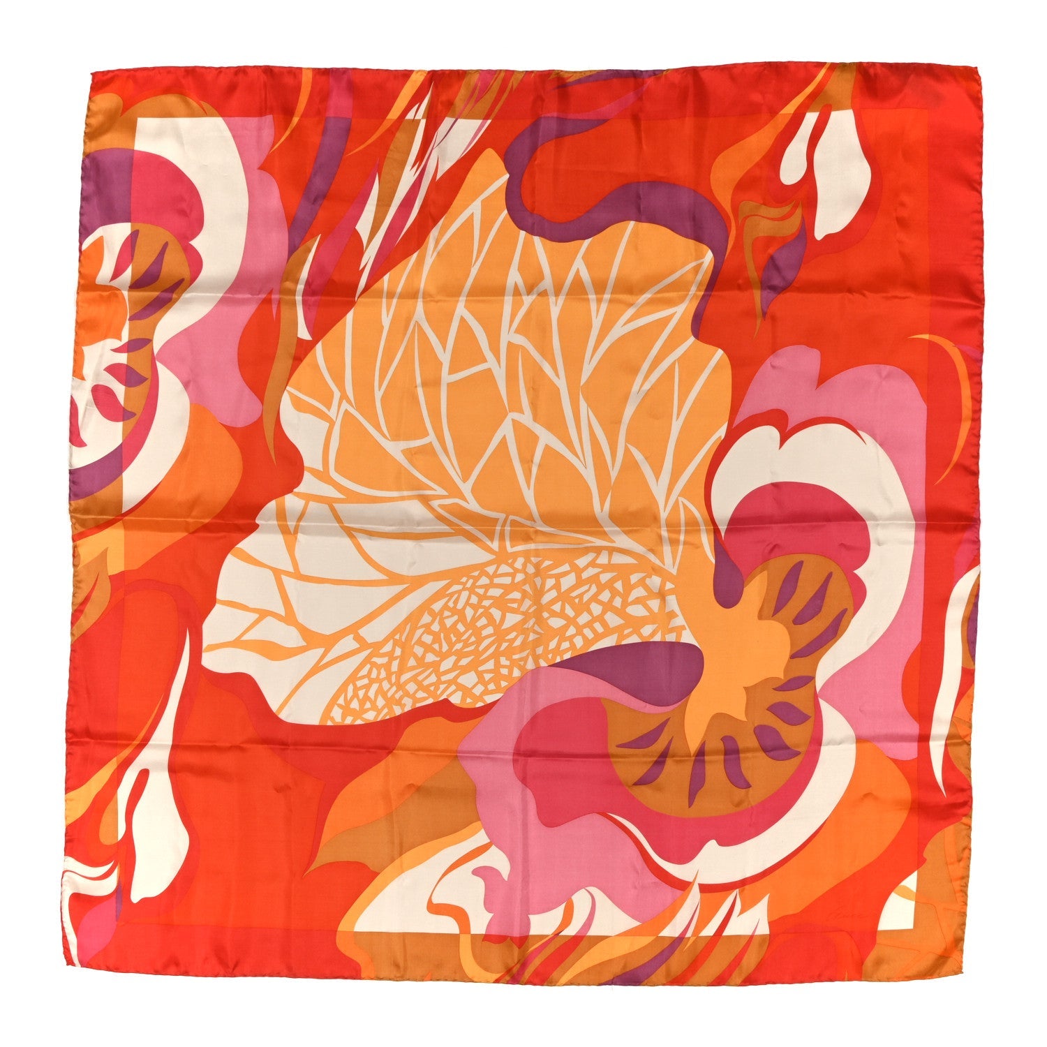 Silk Twill Floral Square Scarf Multicolor