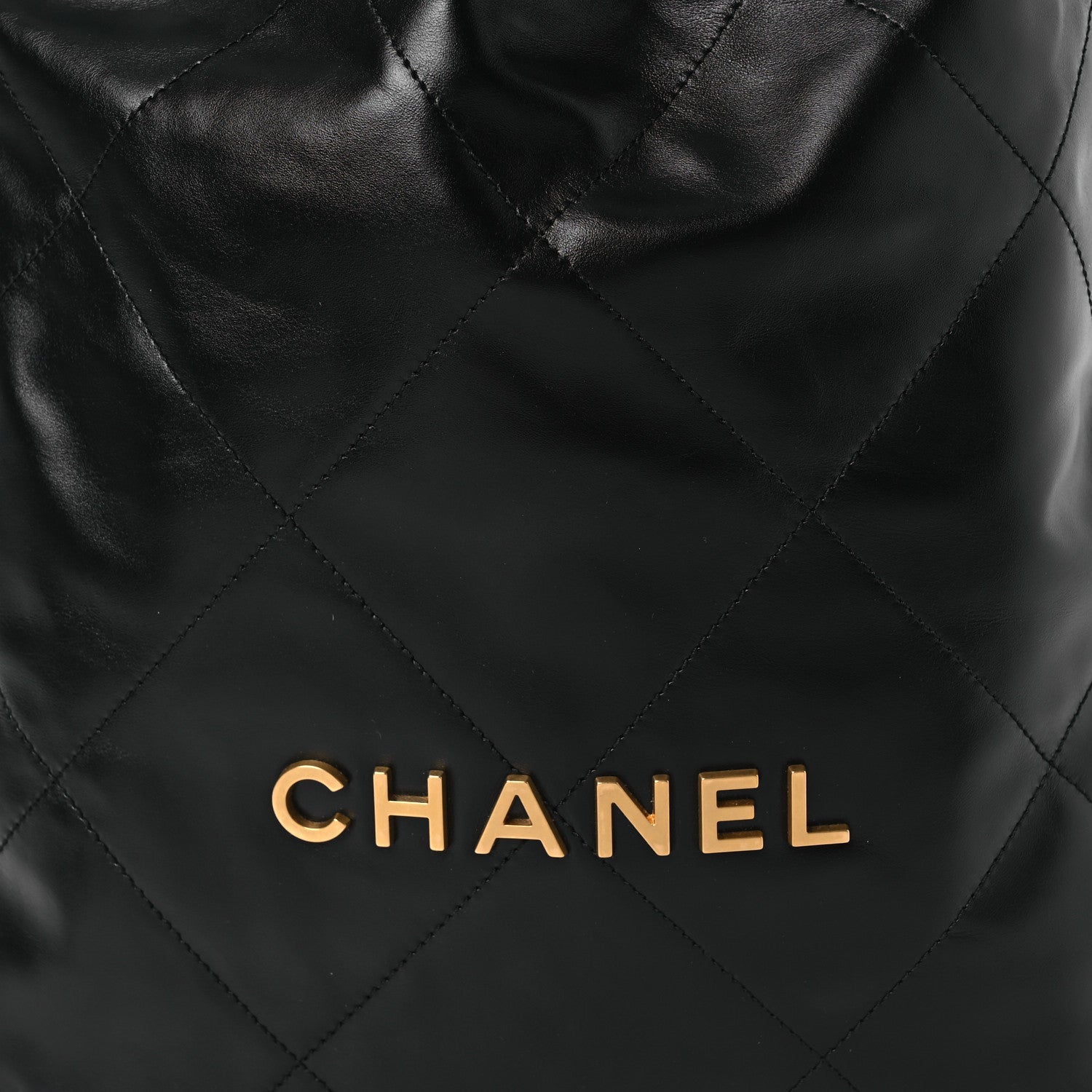 Shiny Calfskin Quilted Chanel 22 Backpack Black