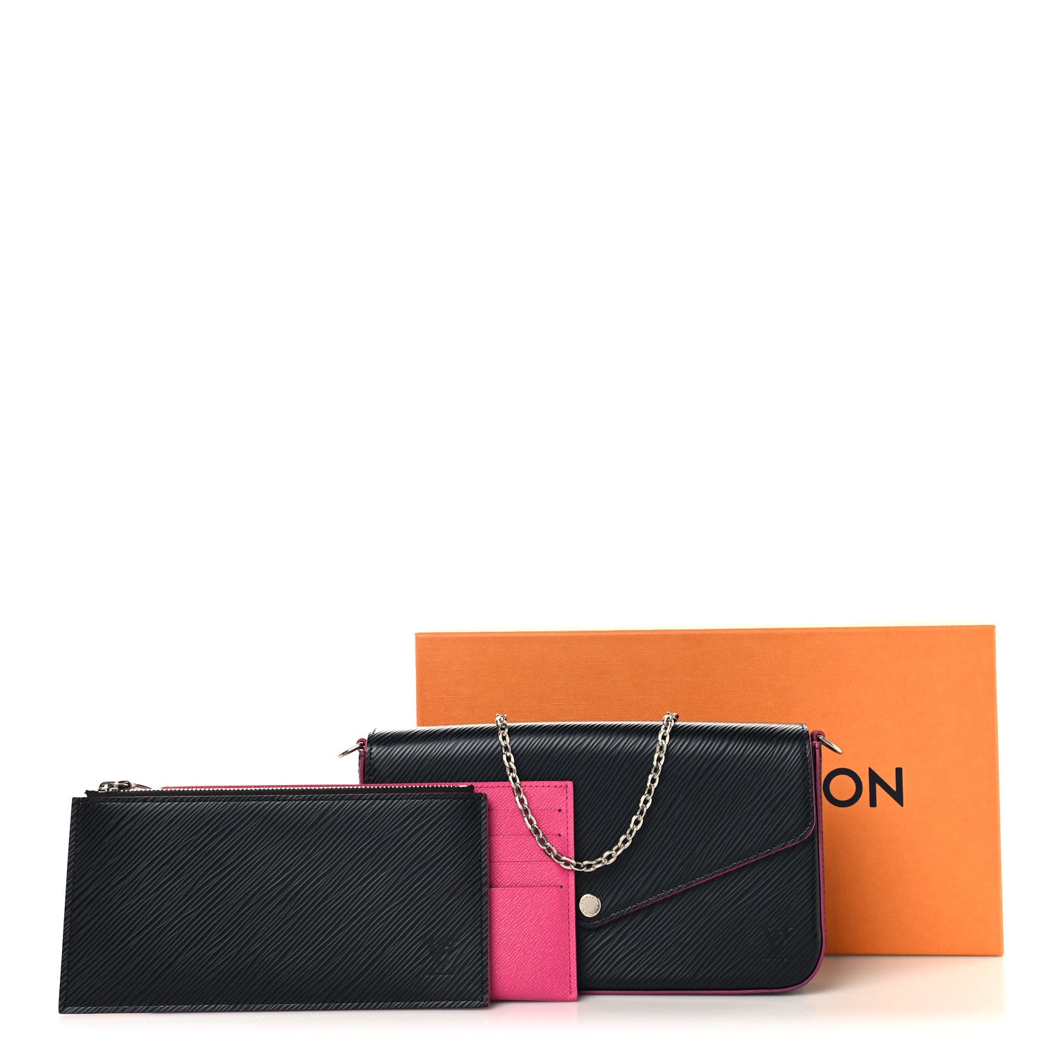 Epi Pochette Felicie Black Hot Pink
