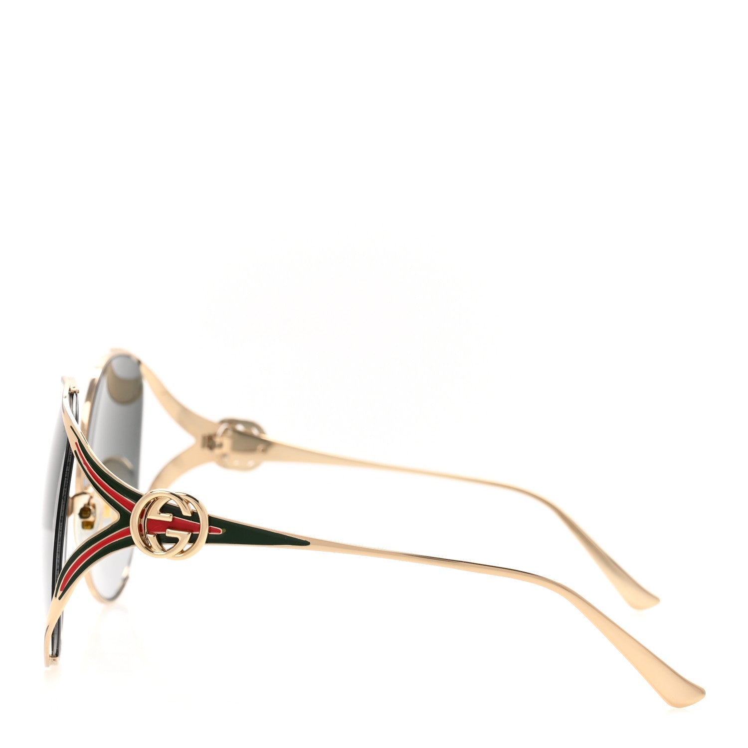 Metal Oversized Round Frame GG0225S Sunglasses Gold