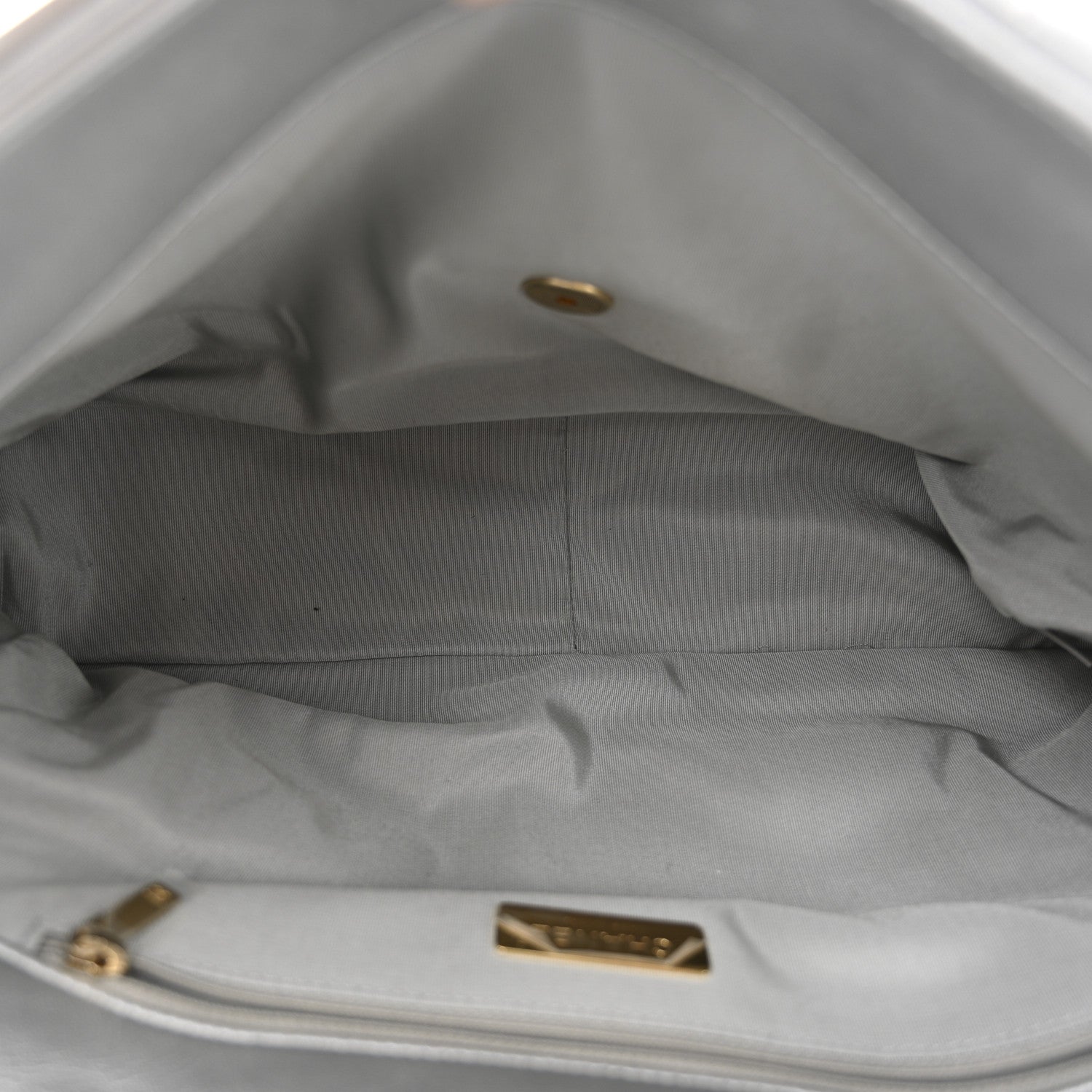 Metallic Goatskin Quilted Maxi Chanel 19 Flap Silver