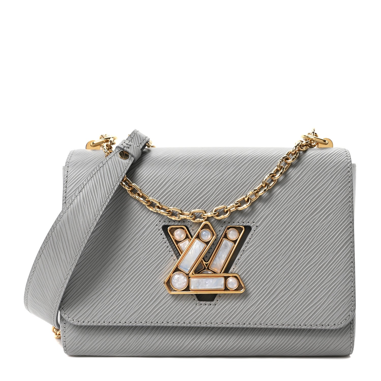 Epi Moonstone Twist Shoulder Bag MM Grey