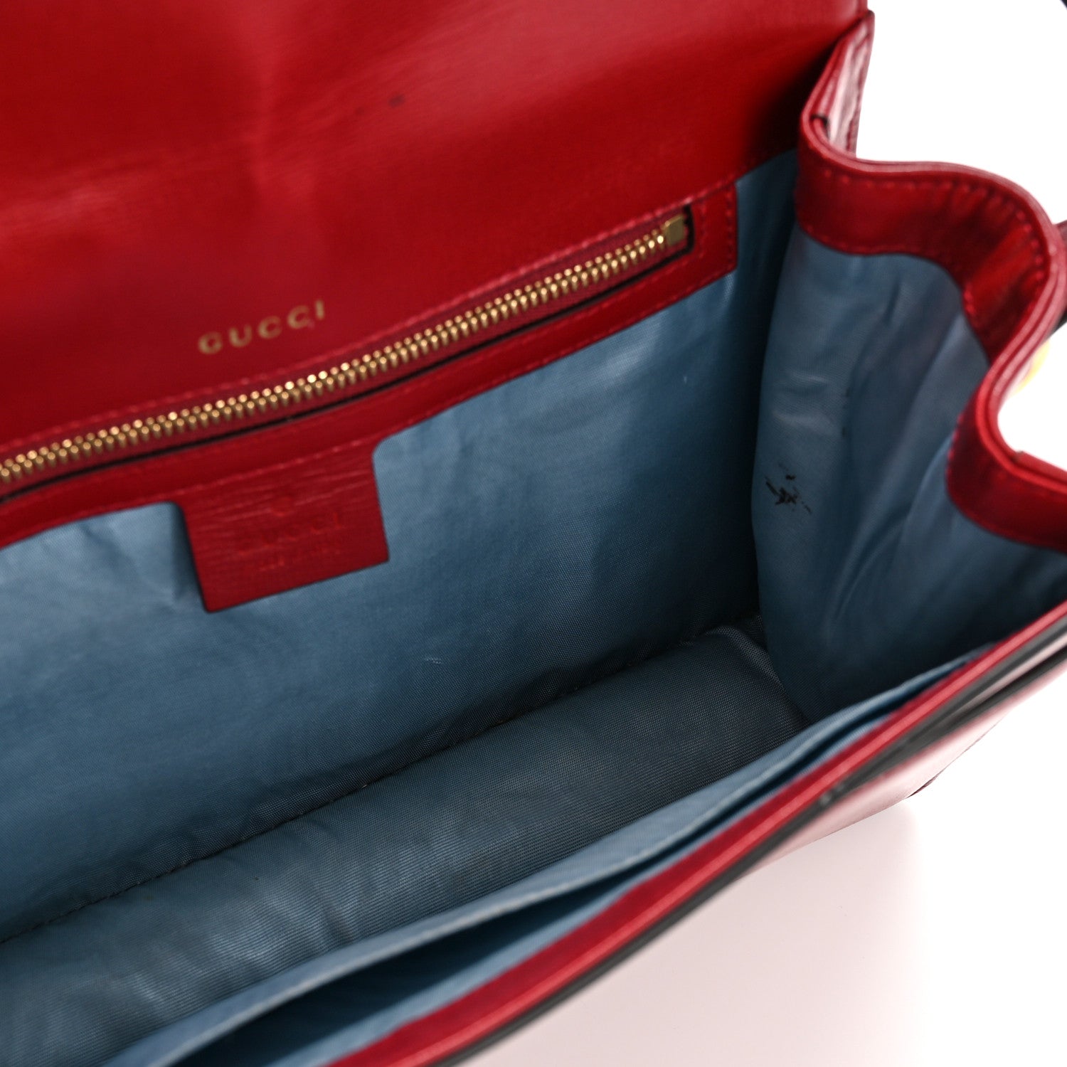 Textured Calfskin Small Torchon GG Ring Shoulder Bag New Cherry Red