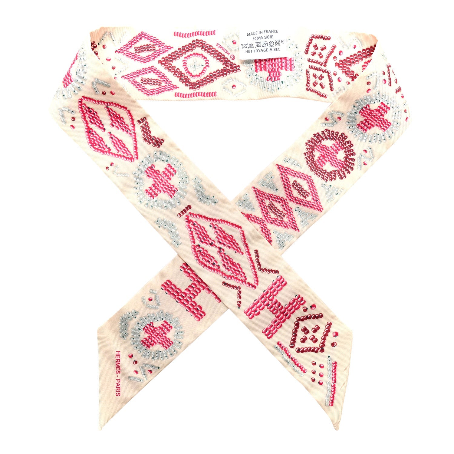 Silk Kelly En Perles Twilly Creme Framboise
