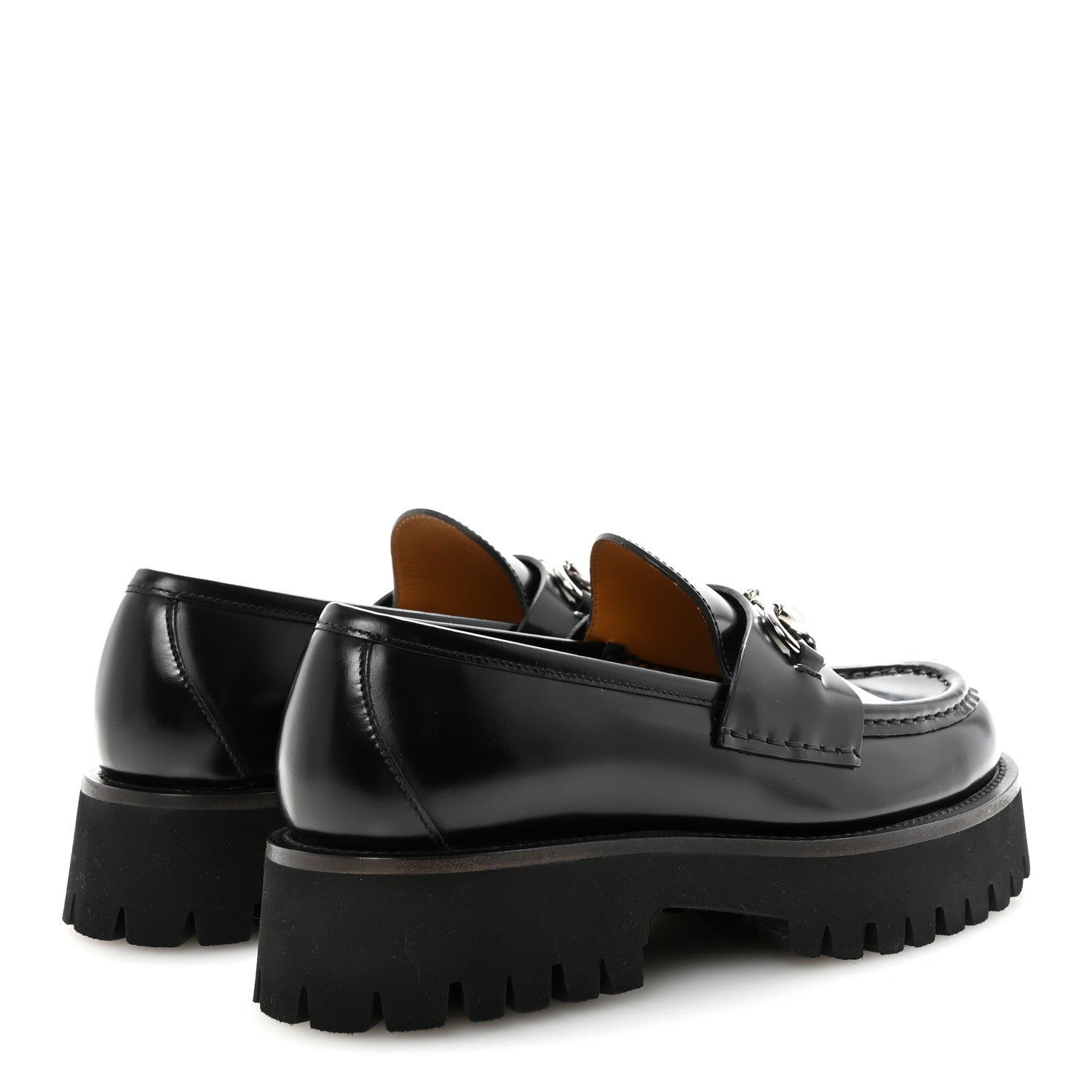 Cordovan Lux Womens Horsebit 45mm Platform Loafers 37 Black