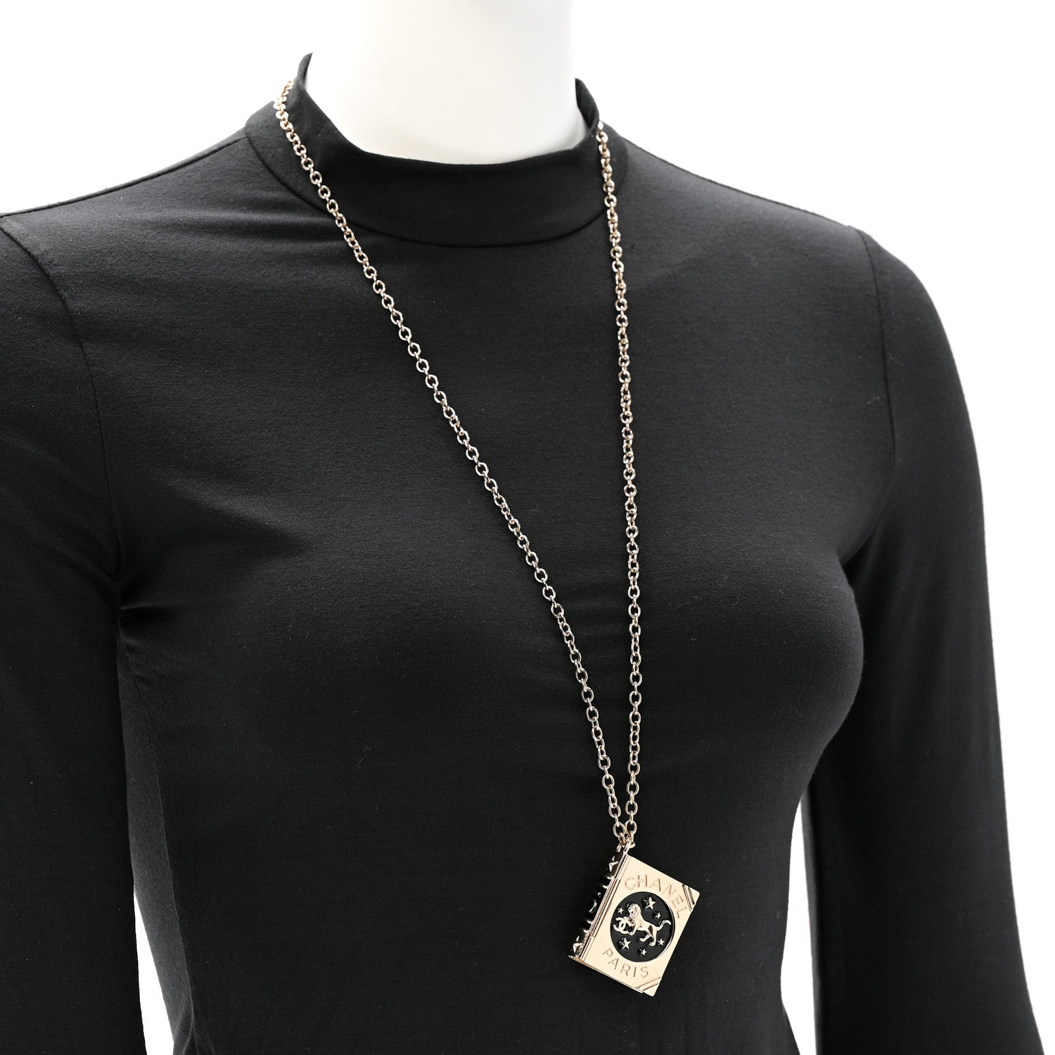 Metal Long Necklace Gold Black