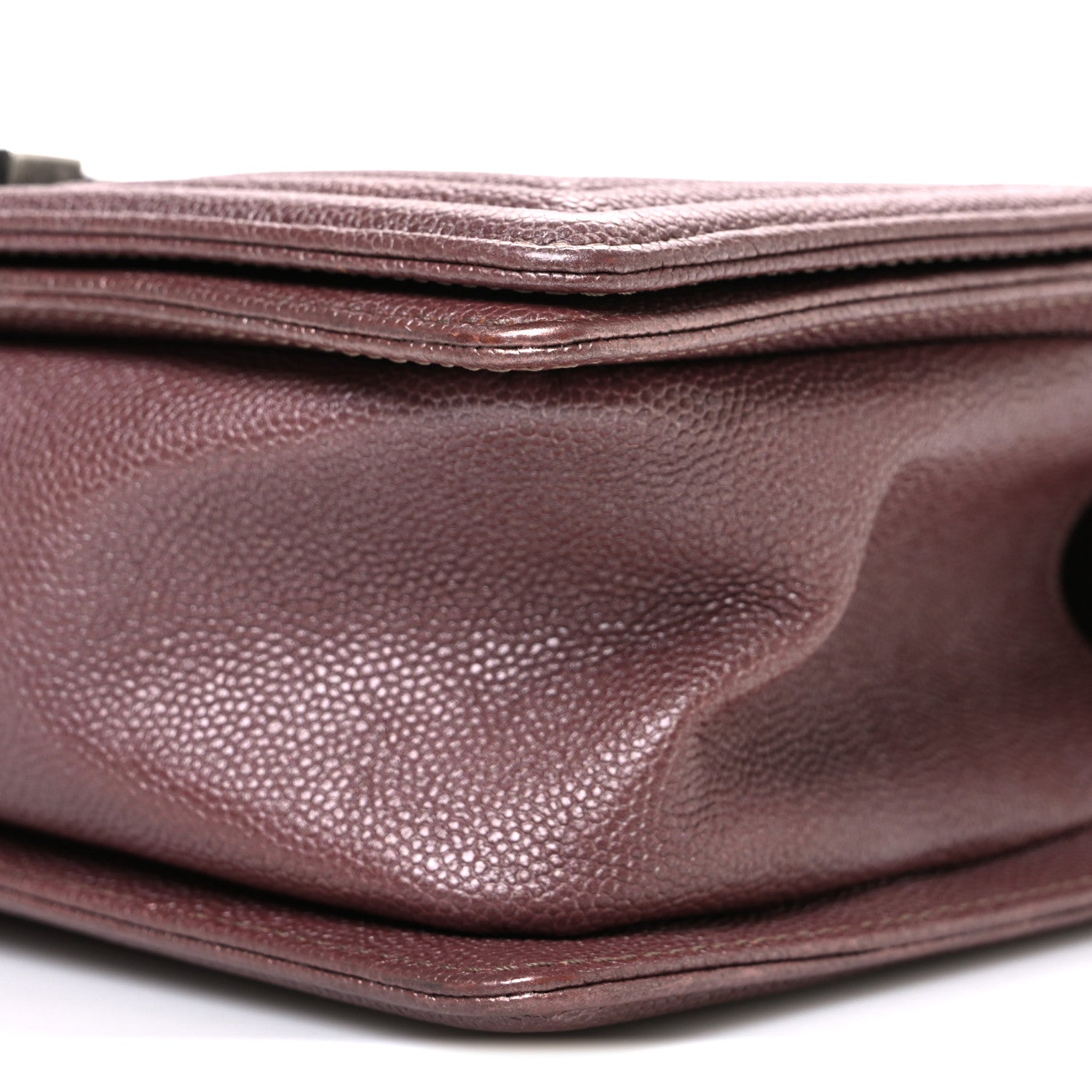 Metallic Caviar Chevron Quilted Medium Boy Flap Dark Pink
