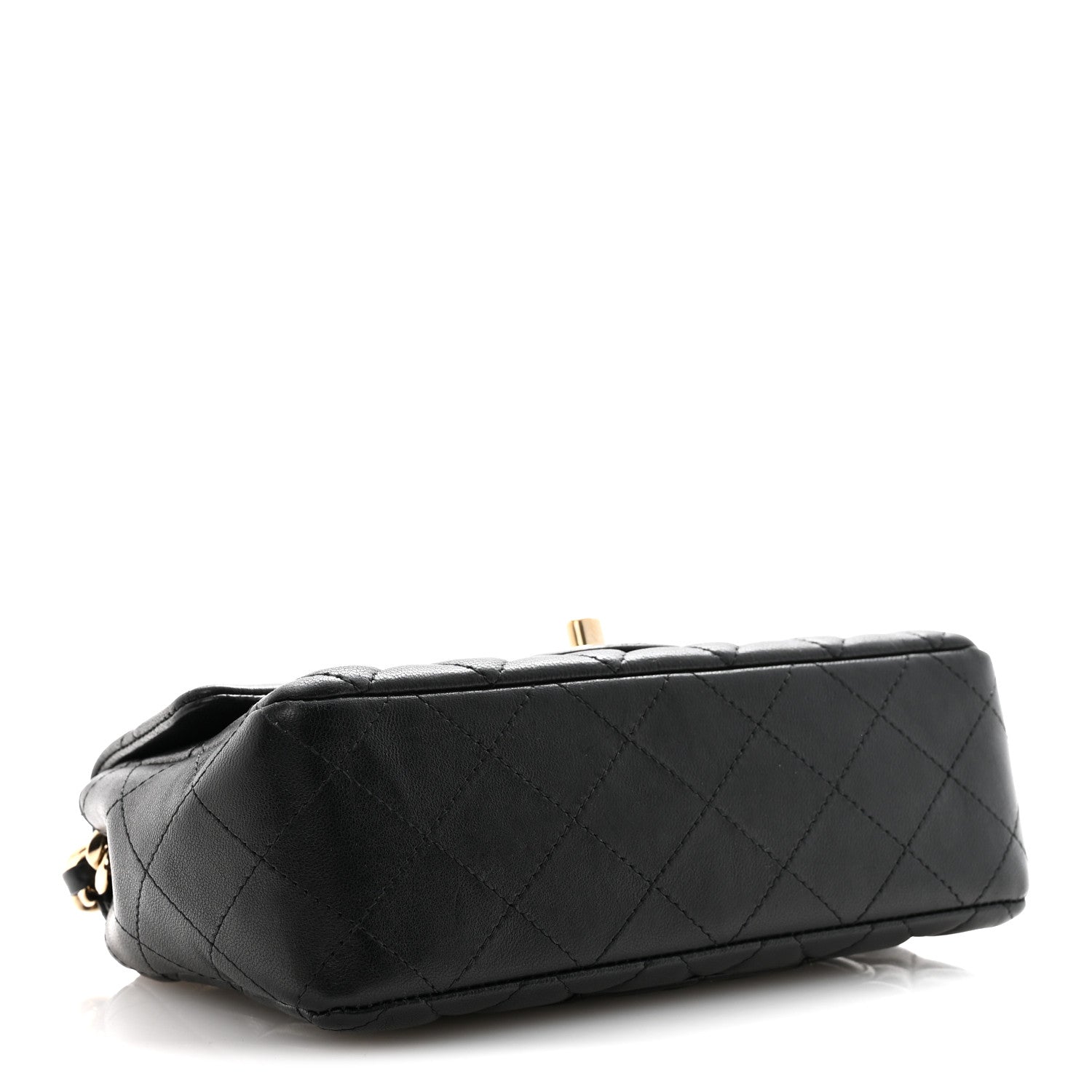 Lambskin Quilted Mini Coco Charms Rectangular Flap Black