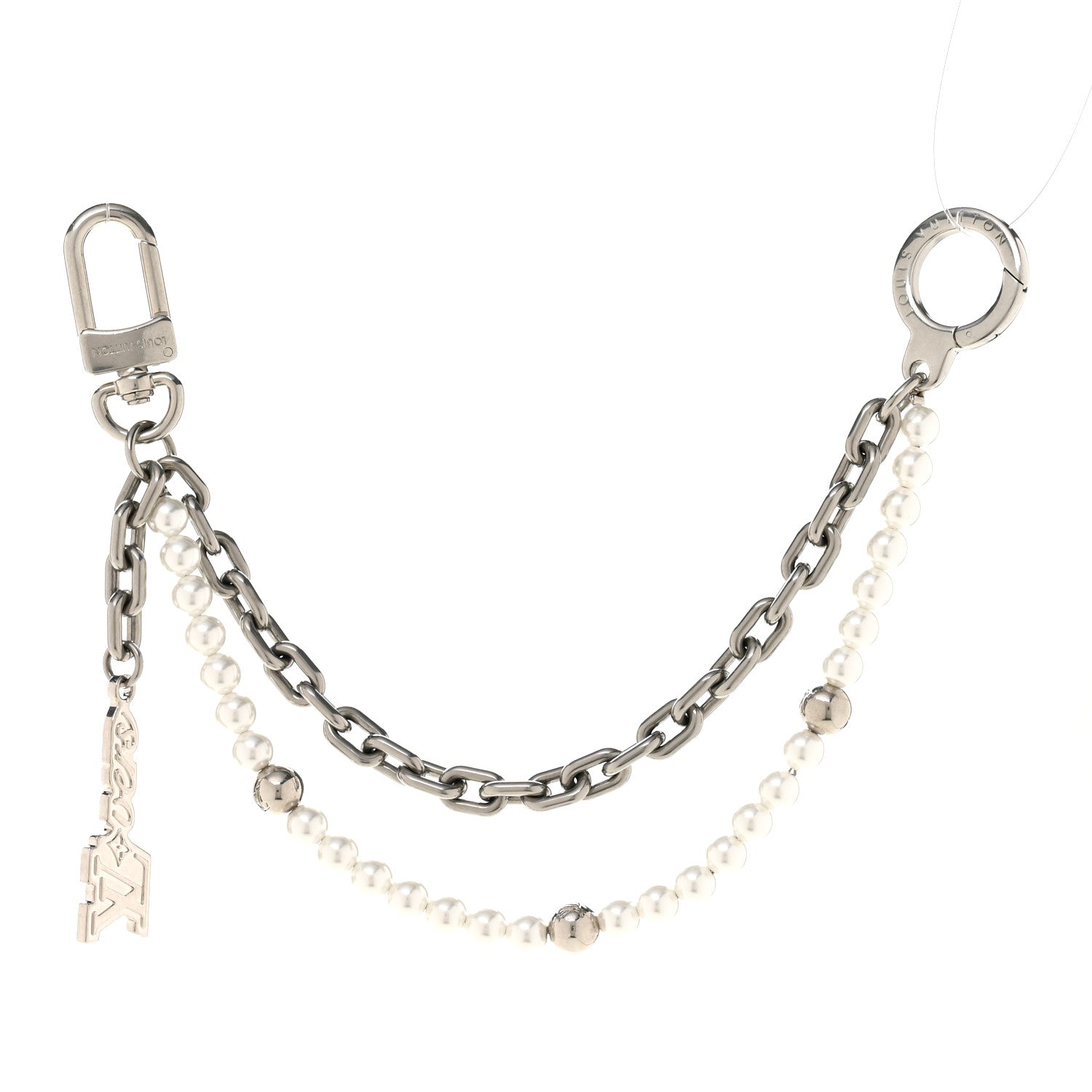 Metal Pearls Mini Chain Belt Bag Charm Silver