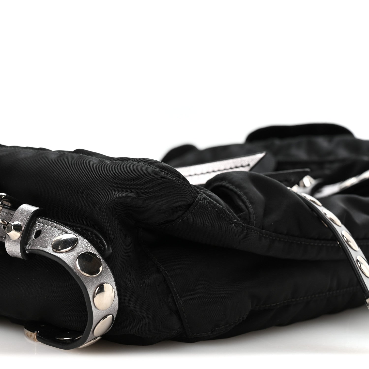 Nylon New Vela Studded Messenger Bag Black