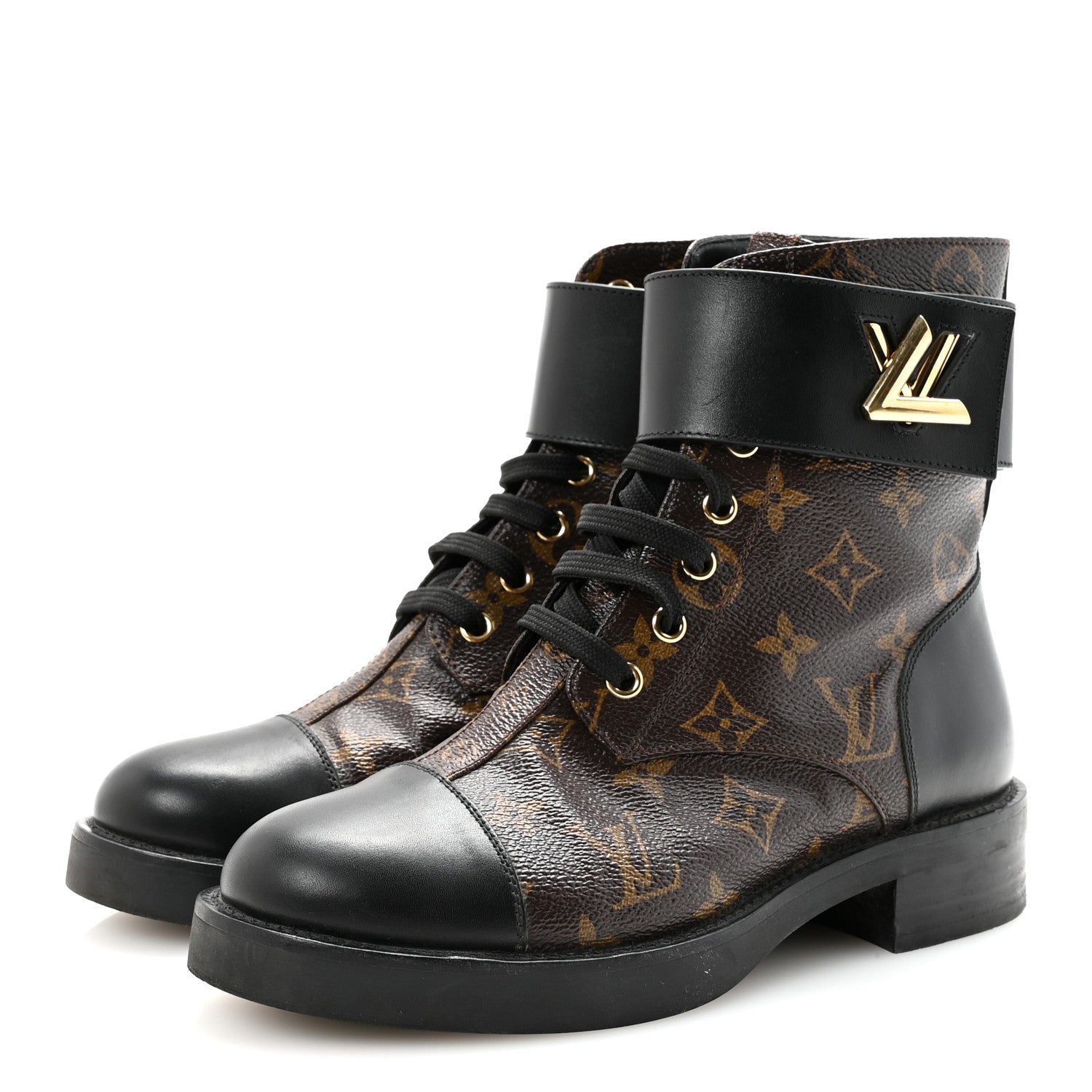 Calfskin Monogram Wonderland Flat Ranger Boots 37 Black