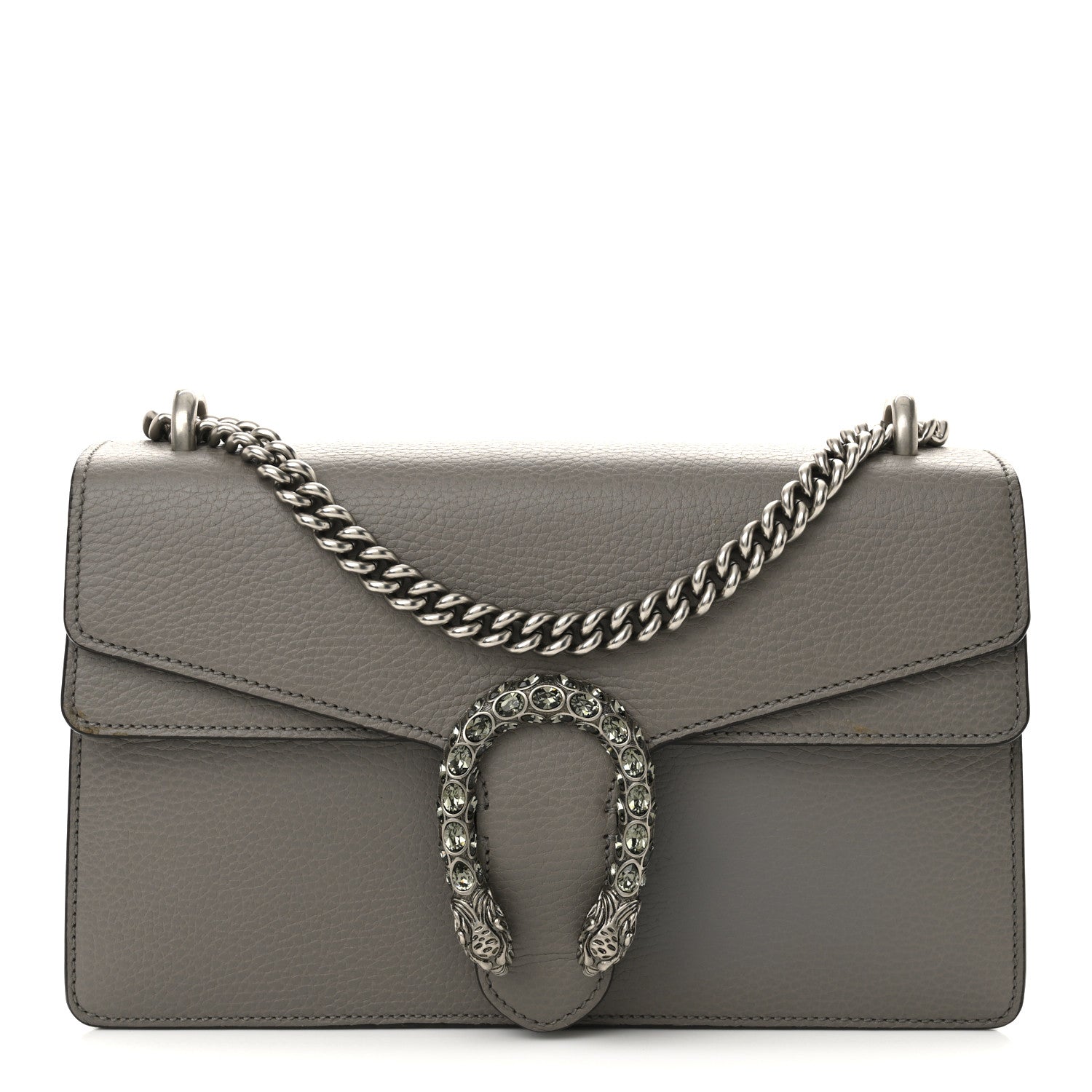 Pebbled Calfskin Small Dionysus Shoulder Bag Dusty Grey