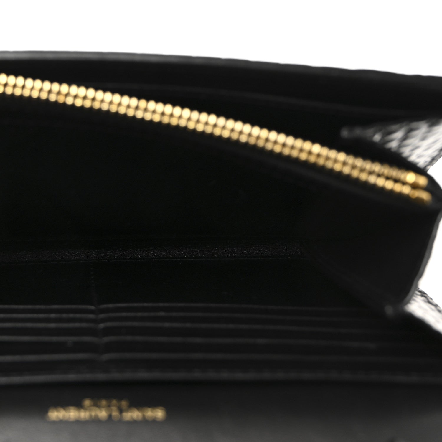 Calfskin Crocodile Embossed Monogram Chain Wallet Black