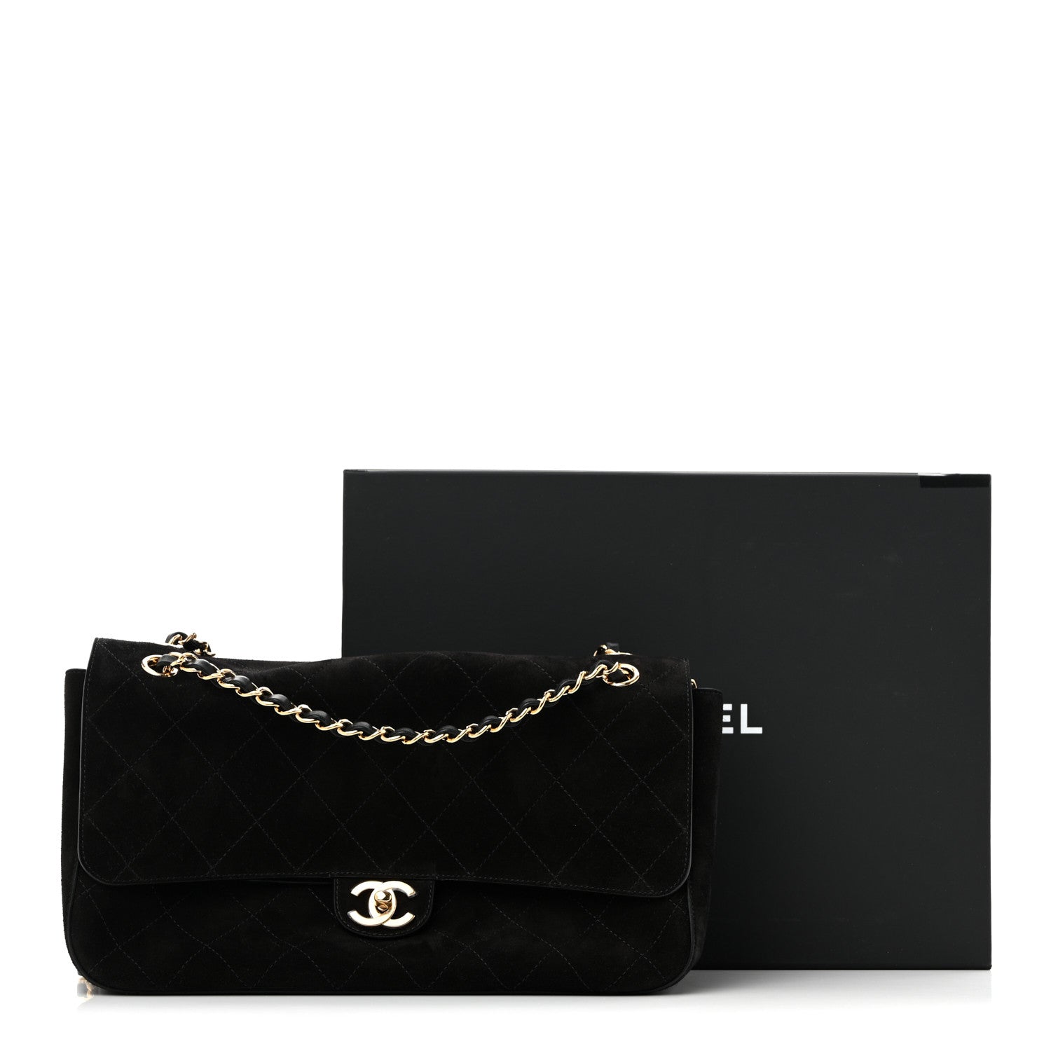 Suede Calfskin Small Souplissimo Maxi Flap Black