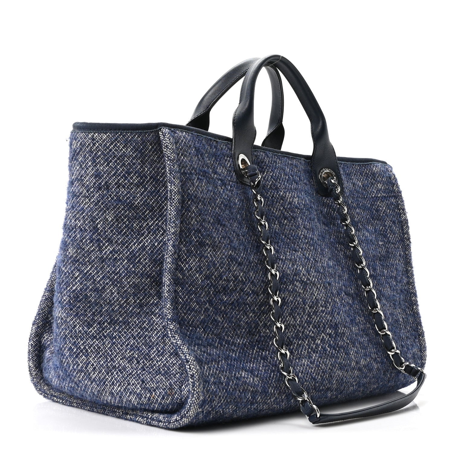 Mixed Fibers Calfskin Medium Deauville Tote Blue