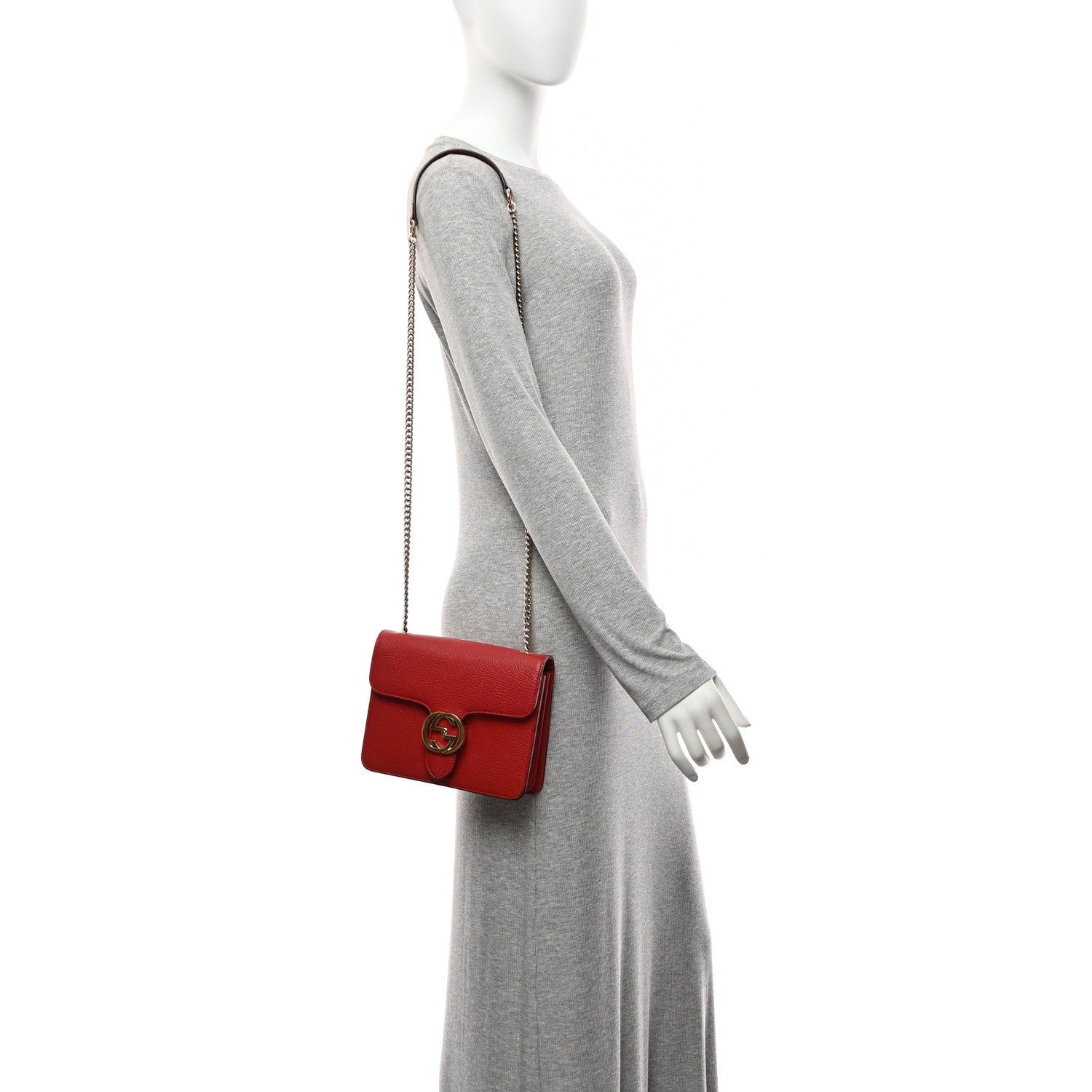 Dollar Calfskin Small Interlocking G Shoulder Bag Red
