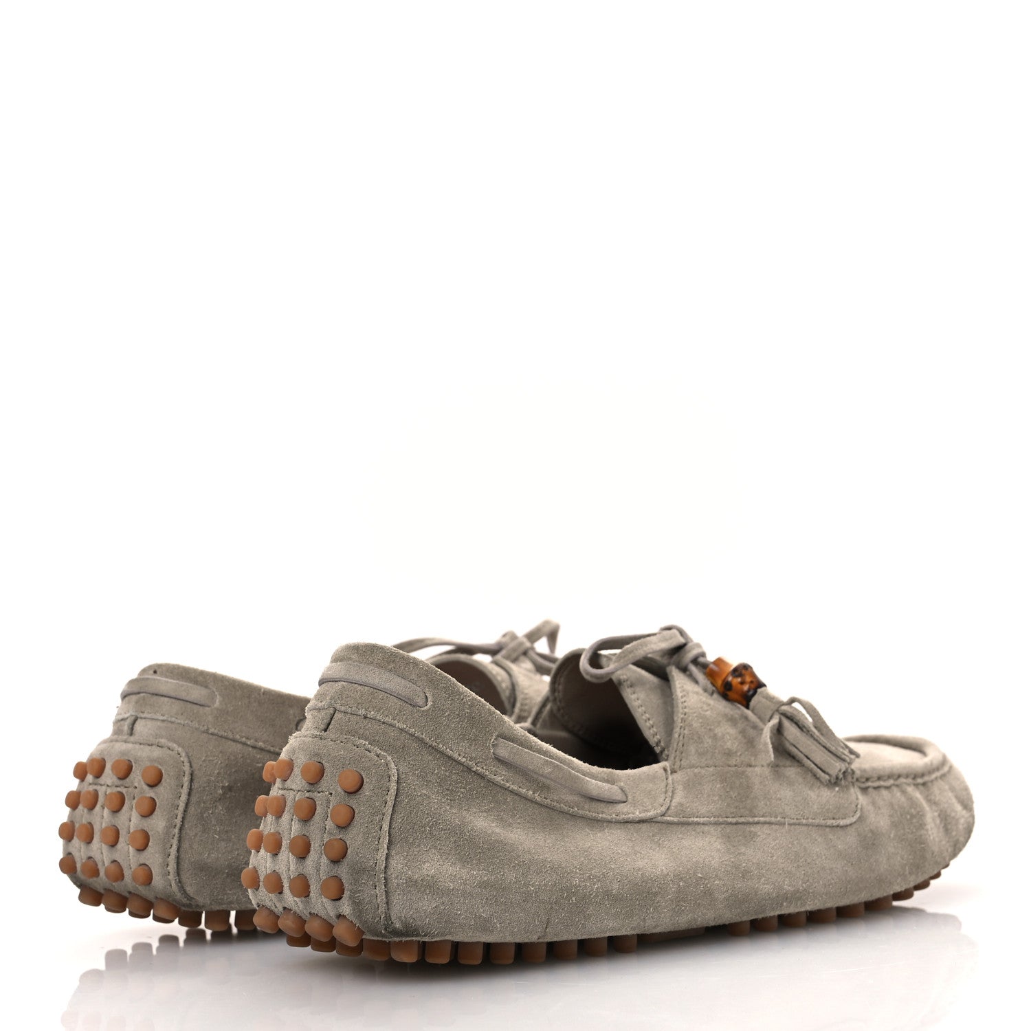 Suede Bamboo Tassel Mens Driver Loafers 9 Beige