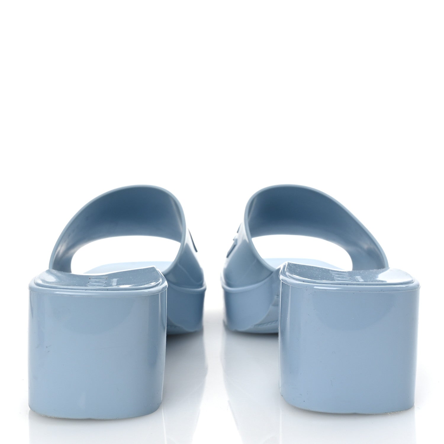 Rubber Gucci Logo Womens Platform 20/60mm Slide Sandals 38 Porcelain Light Blue