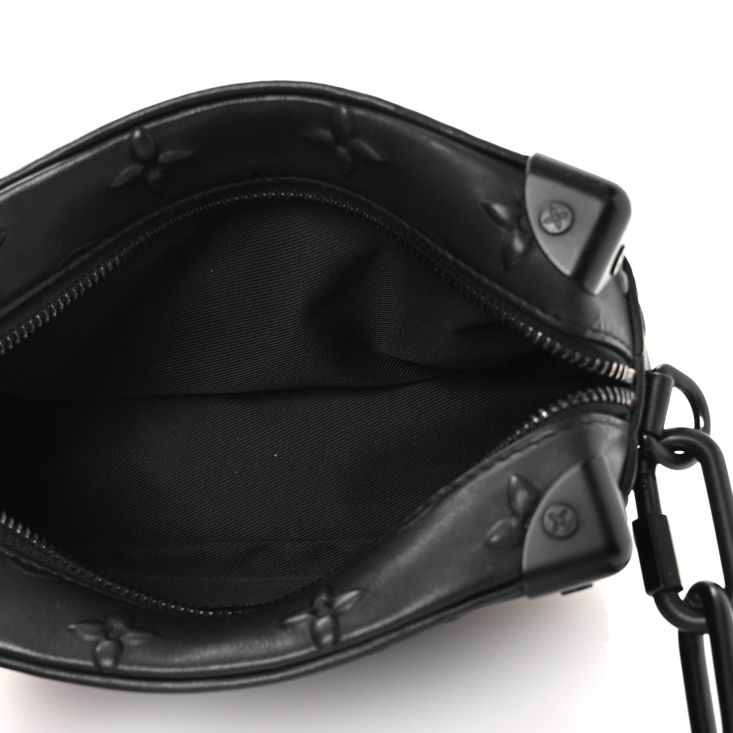Calfskin Debossed Monogram Solar Ray Mini Soft Trunk Black