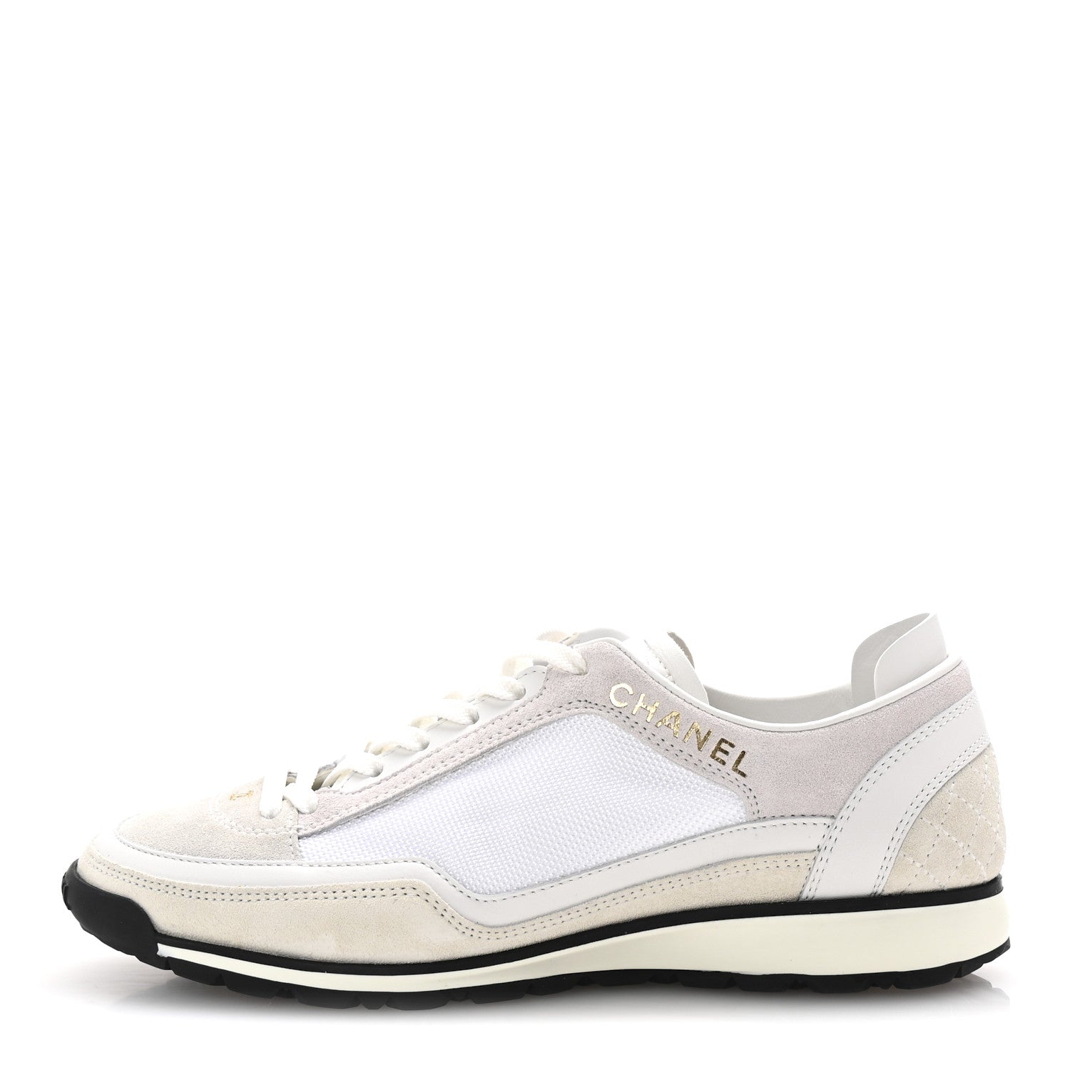 Suede Calfskin Fabric CC Sneakers 36 Light Pink White