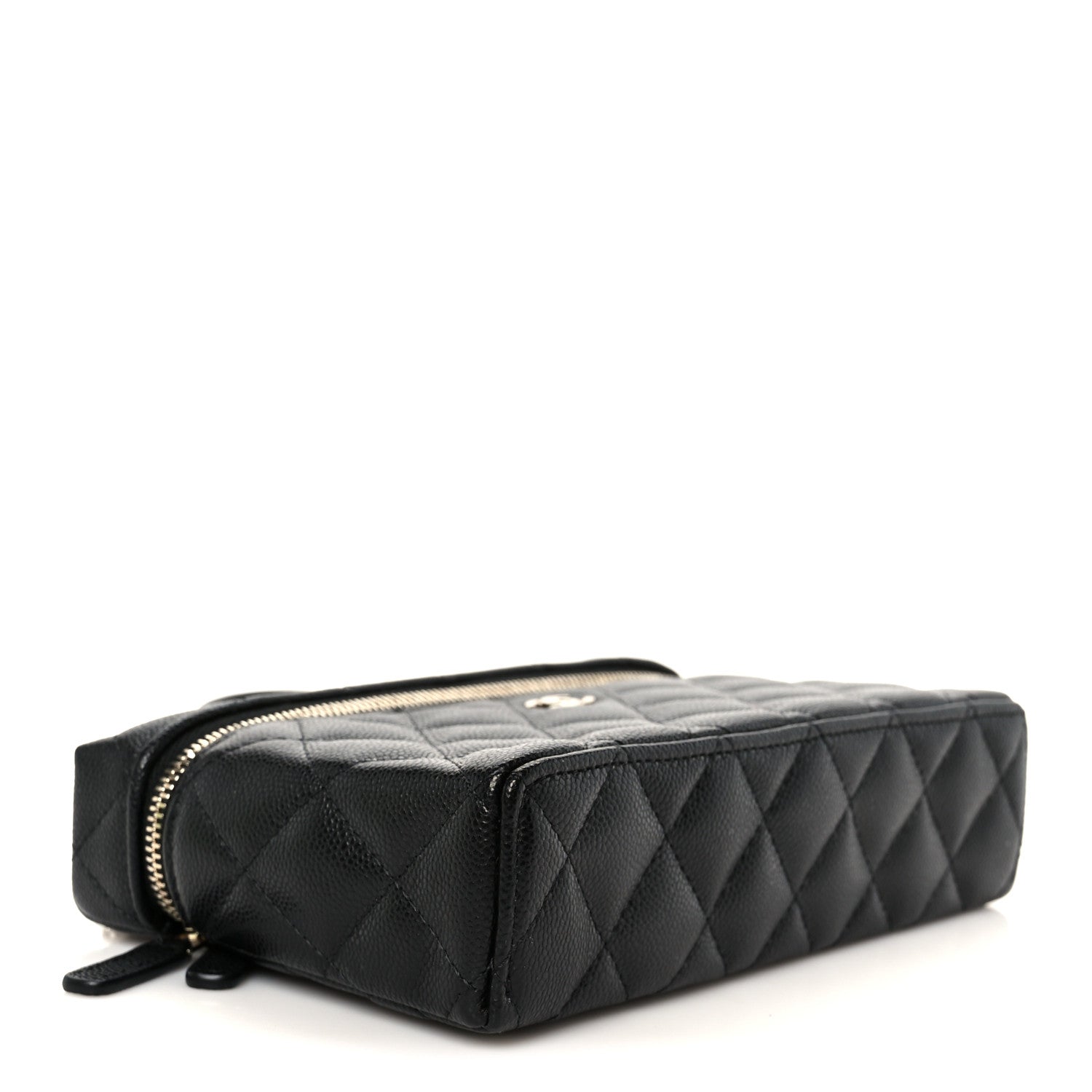 Caviar Quilted Top Handle Slim Vanity With Chain Black