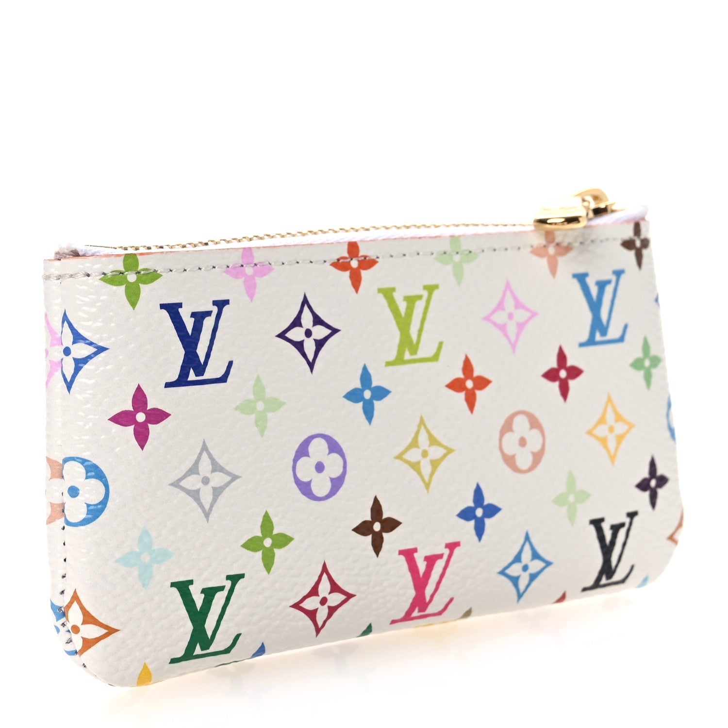 LV X TM Monogram Multicolor Key Pouch White
