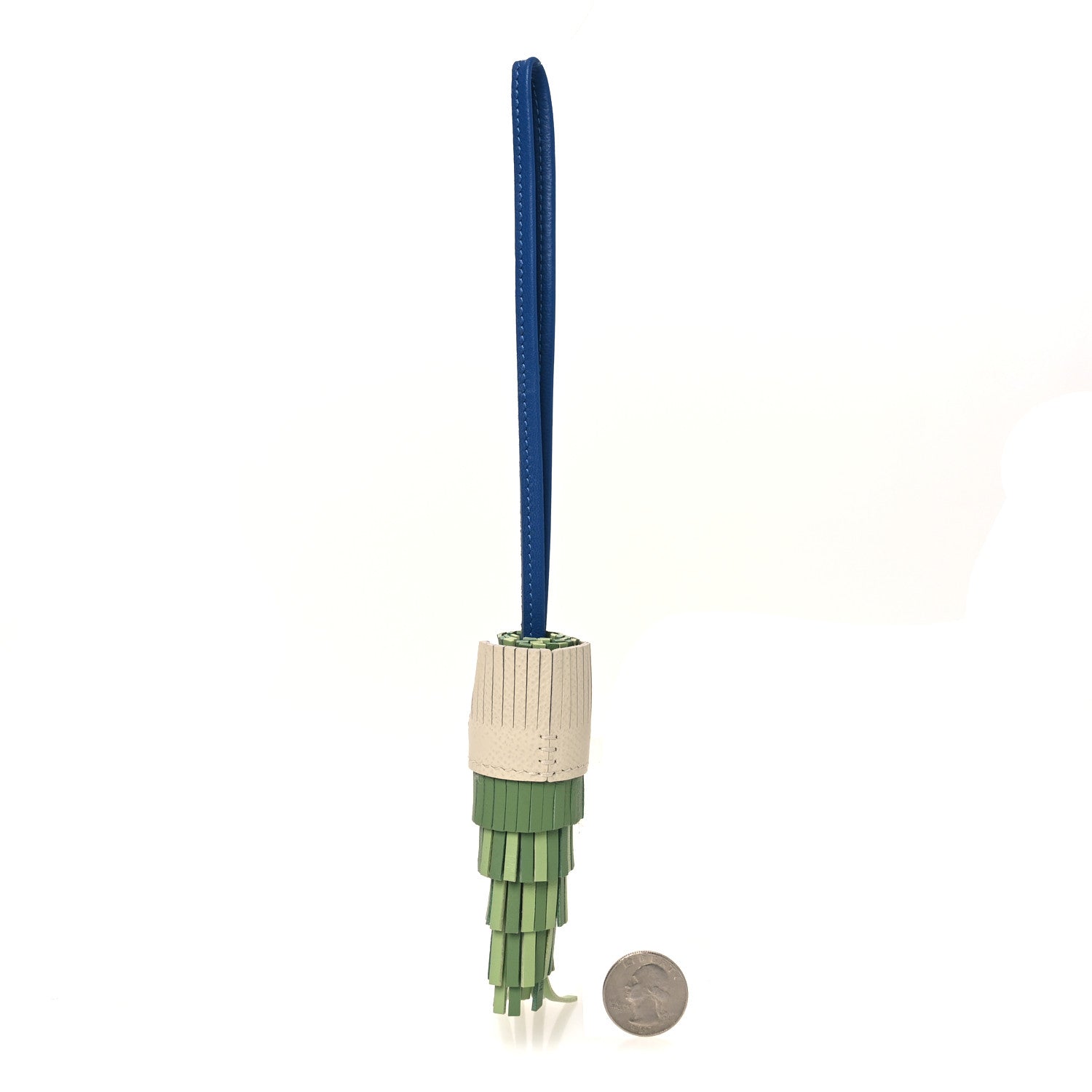 Milo Lambskin Epsom Chouette Bag Charm Vert Yucca Vert Cricket Bleu France Nata