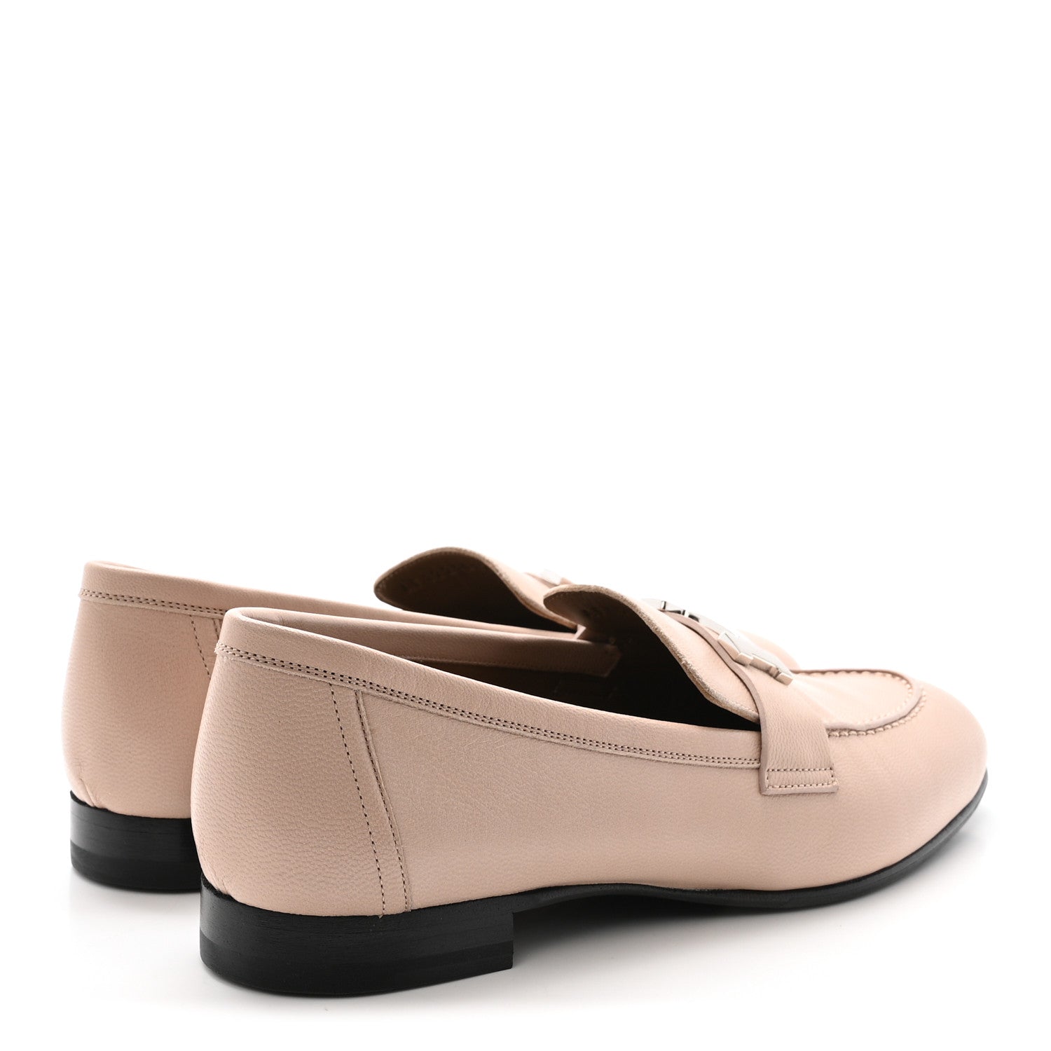 Goatskin Womens Paris Loafers 38.5 Beige Nude